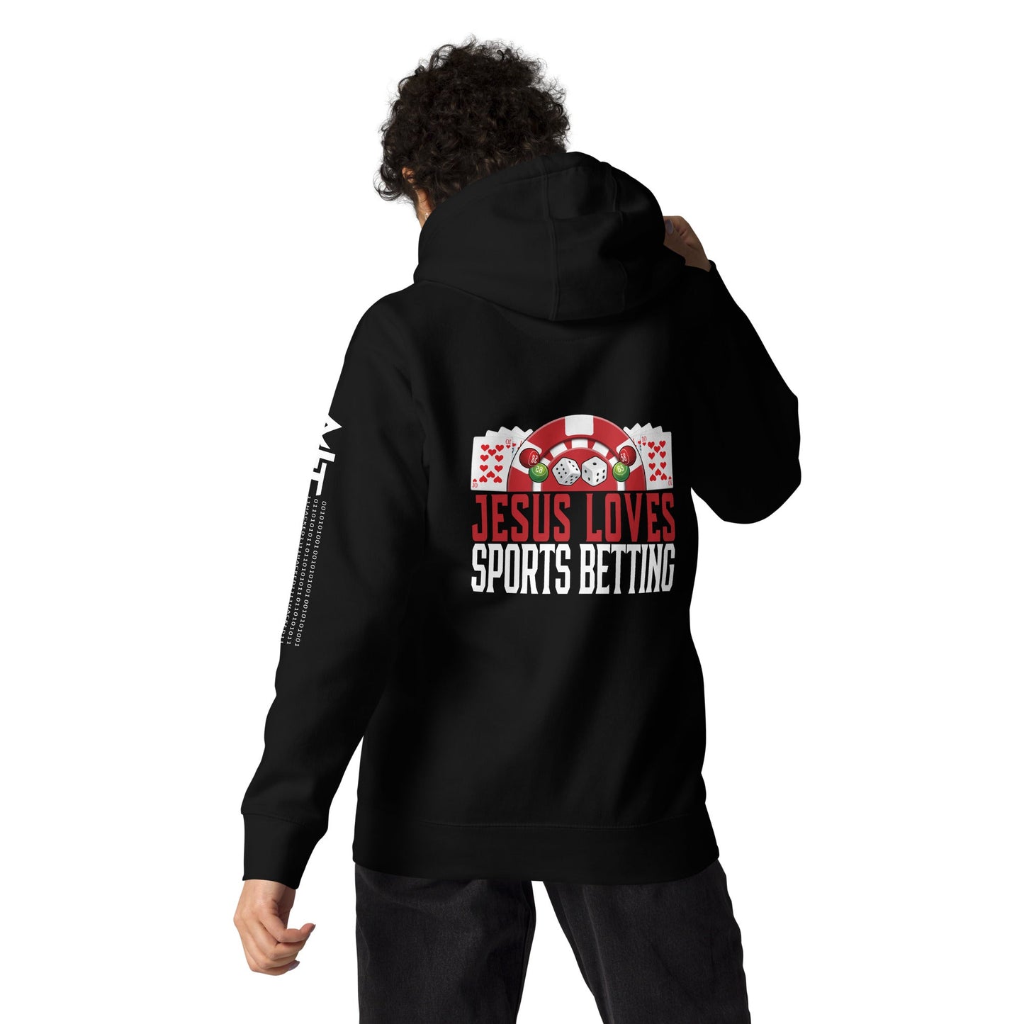 Jesus Loves Sports Betting - Unisex Hoodie ( Back Print ) by DarkByteGear