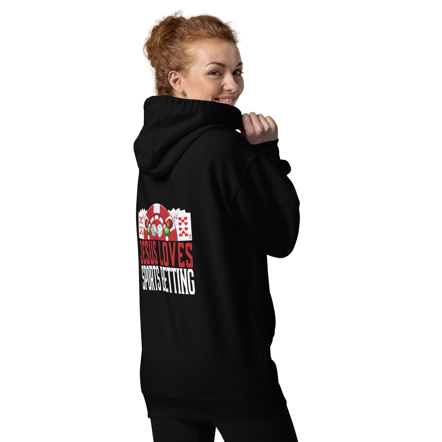 Jesus Loves Sports Betting - Unisex Hoodie ( Back Print ) by DarkByteGear