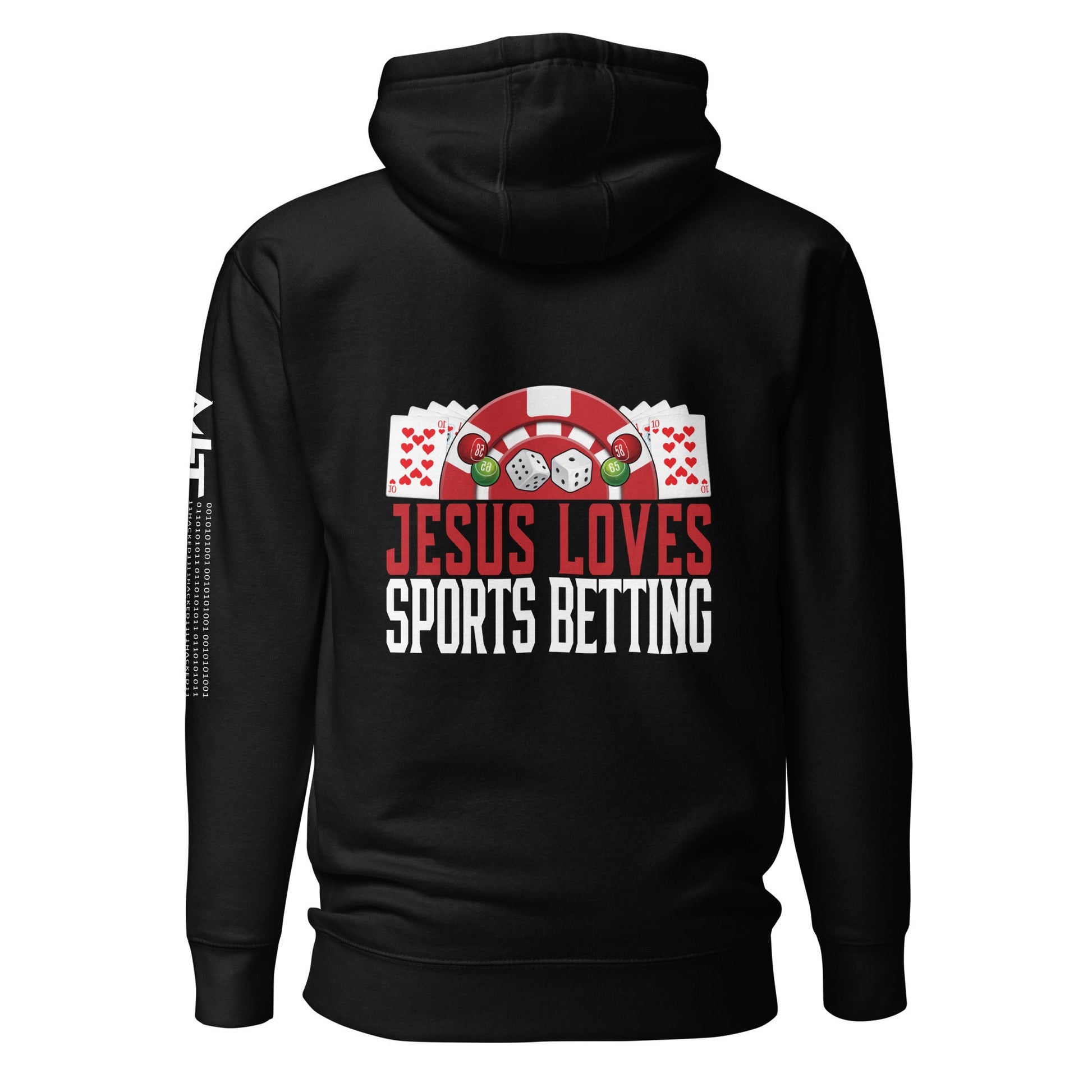 Jesus Loves Sports Betting - Unisex Hoodie ( Back Print ) by DarkByteGear