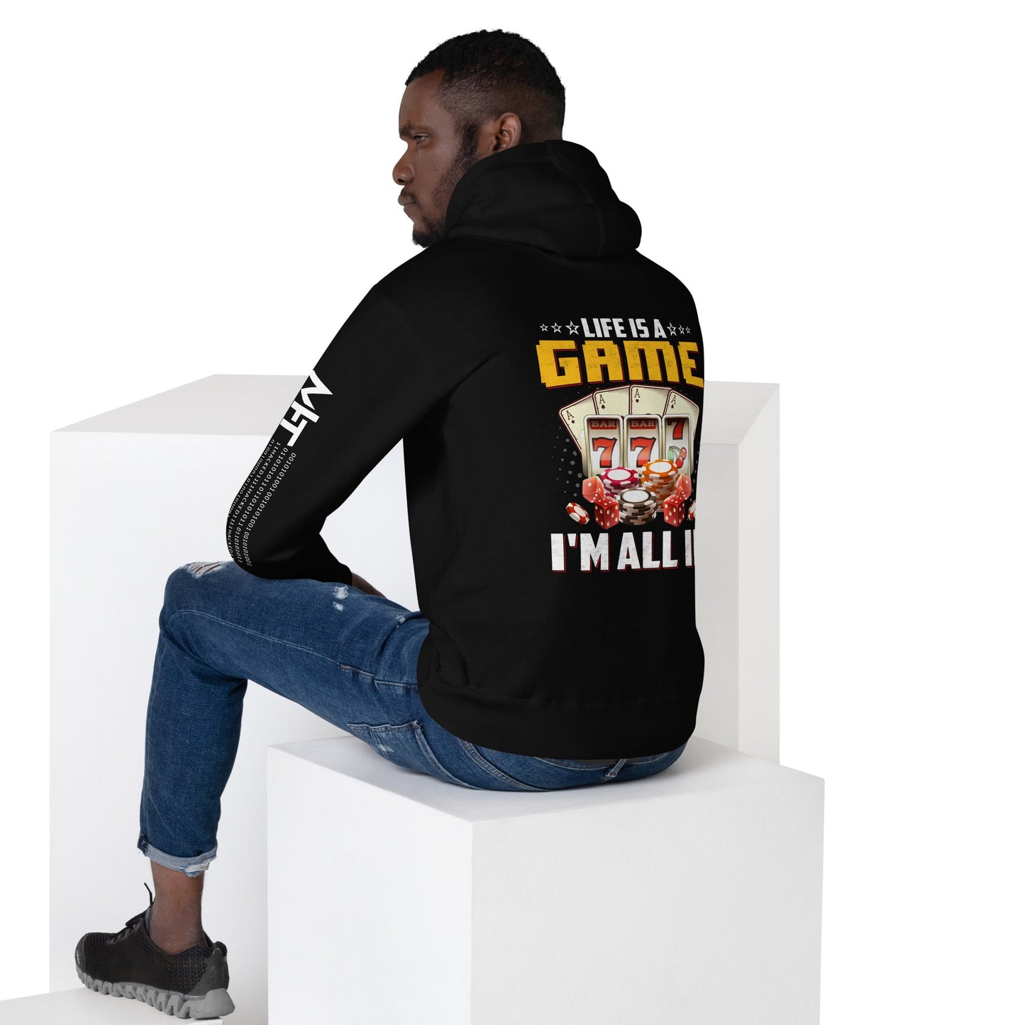 Life is a Game: I'm all in - Unisex Hoodie ( Back Print ) by DarkByteGear