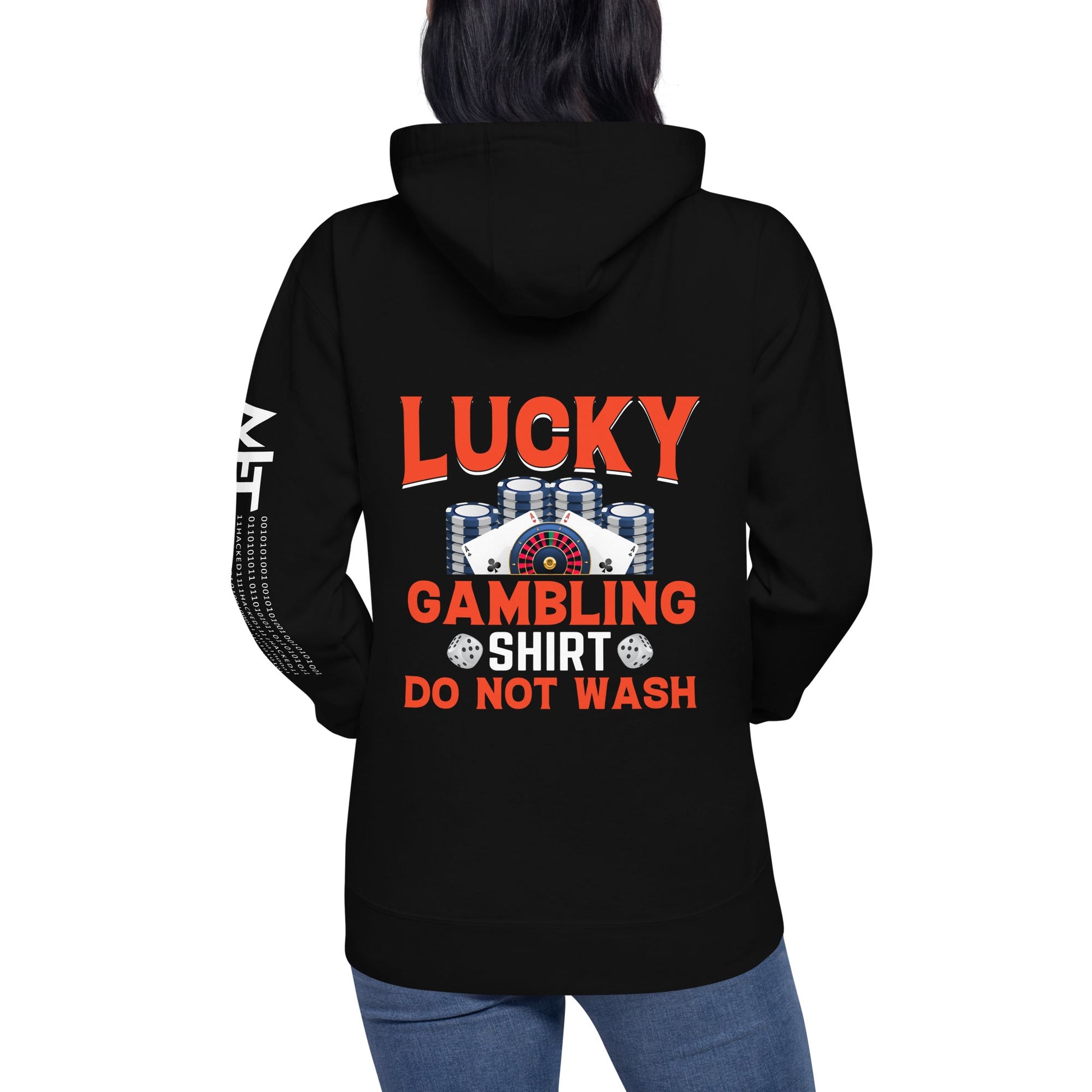 Lucky Gambling Shirt: Do Not Wash - Unisex Hoodie ( Back Print ) by DarkByteGear