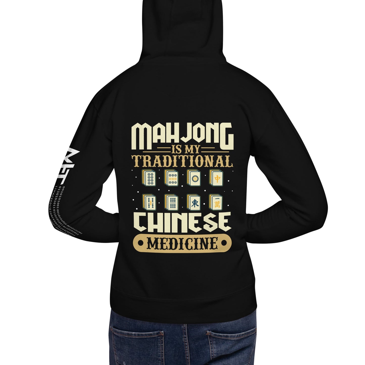 Mahjong is my Traditional Chinese Medicine - Unisex Hoodie ( Back Print ) by DarkByteGear