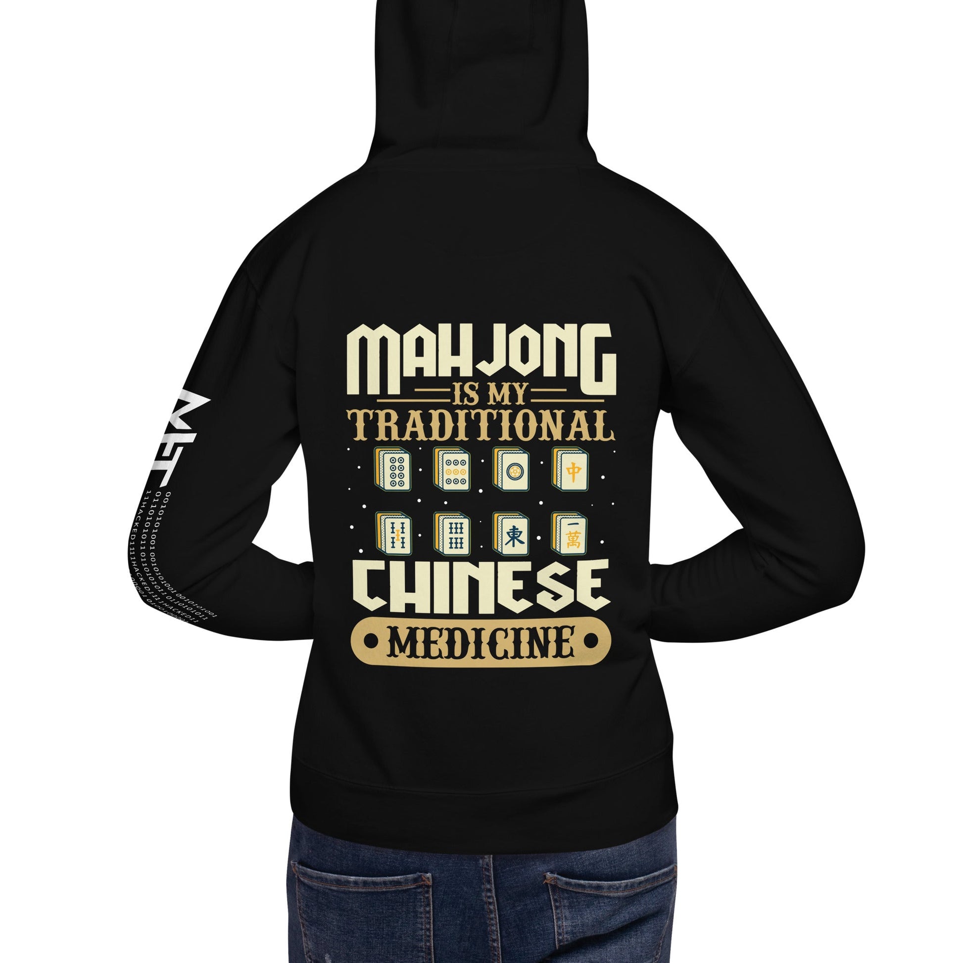 Mahjong is my Traditional Chinese Medicine - Unisex Hoodie ( Back Print ) by DarkByteGear