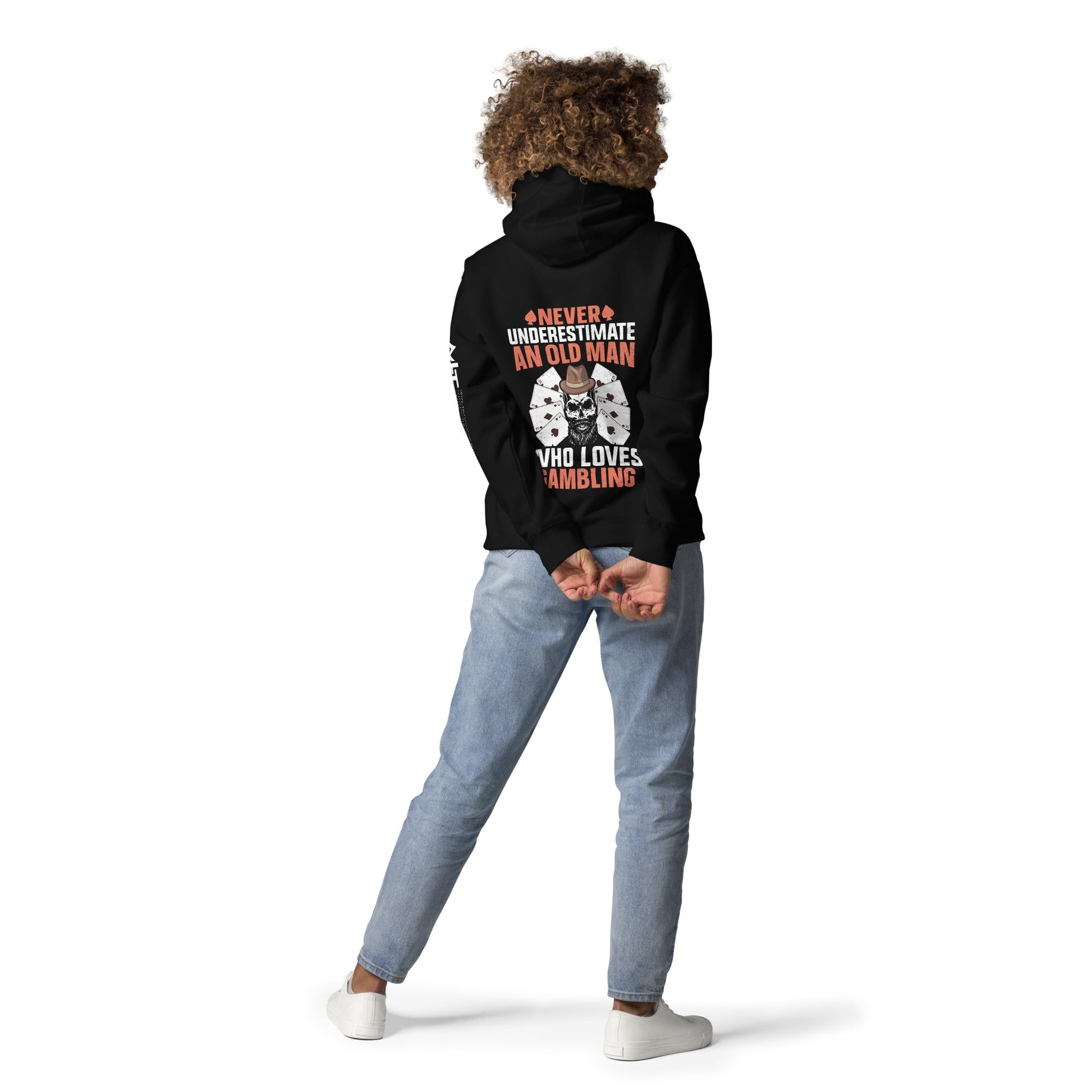 Never Underestimate an old man who Loves gambling - Unisex Hoodie ( Back Print ) by DarkByteGear