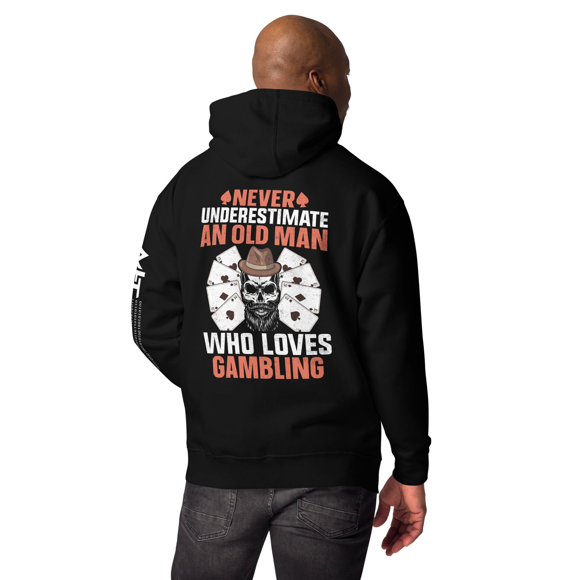Never Underestimate an old man who Loves gambling - Unisex Hoodie ( Back Print ) by DarkByteGear