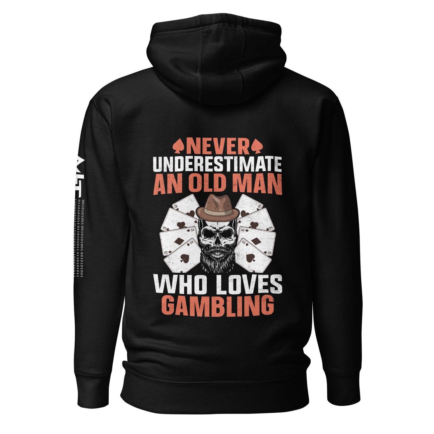 Never Underestimate an old man who Loves gambling - Unisex Hoodie ( Back Print ) by DarkByteGear