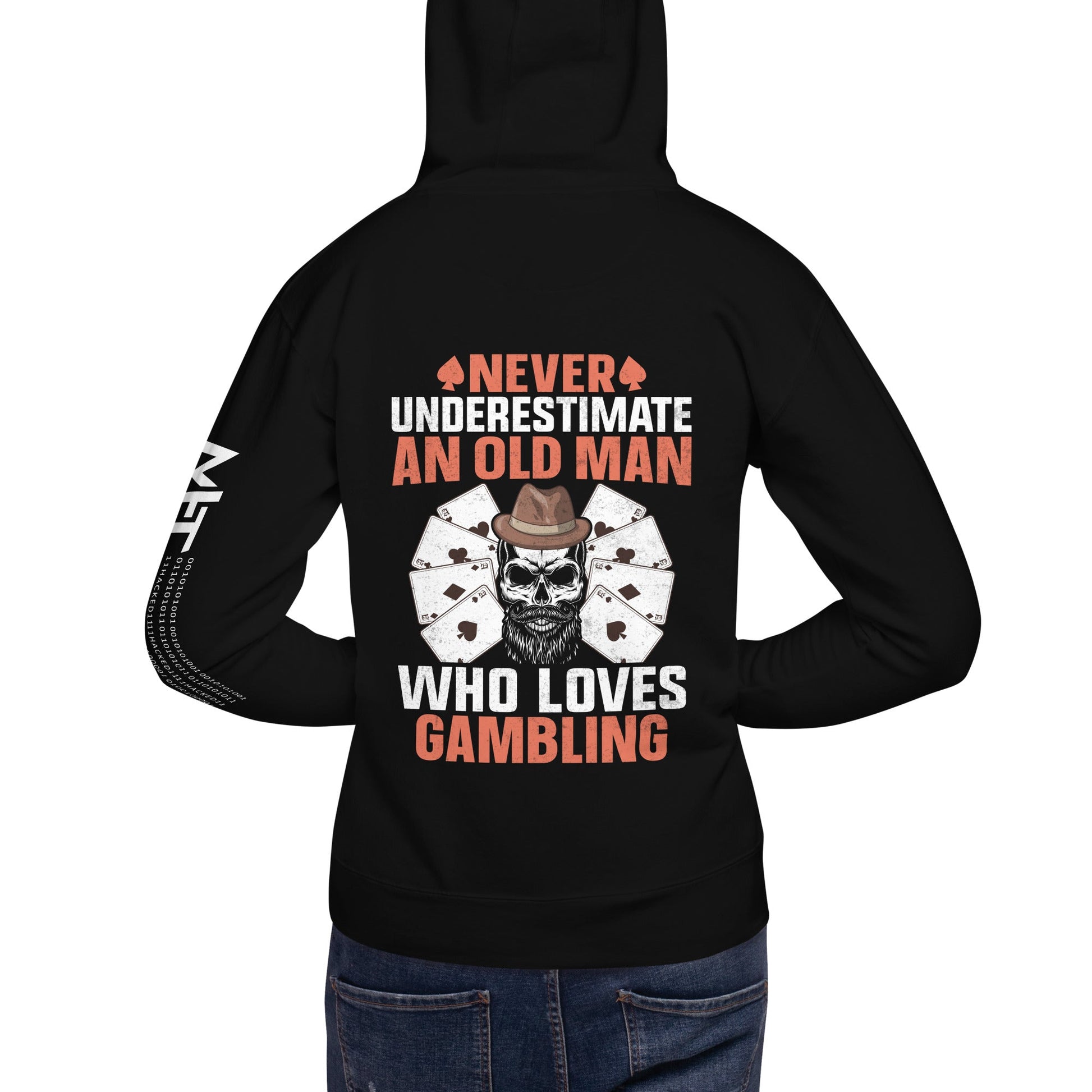 Never Underestimate an old man who Loves gambling - Unisex Hoodie ( Back Print ) by DarkByteGear