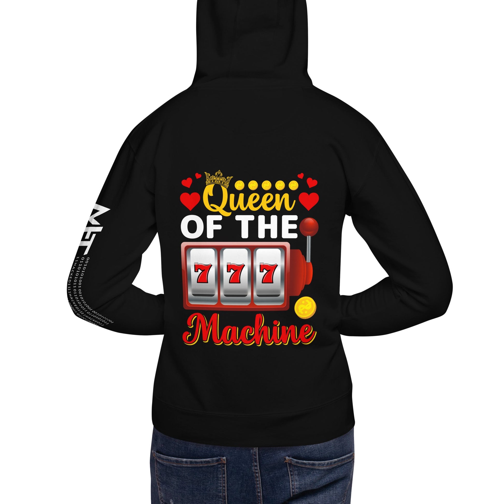 Queen of the Machine 777 - Unisex Hoodie ( Back Print ) by DarkByteGear