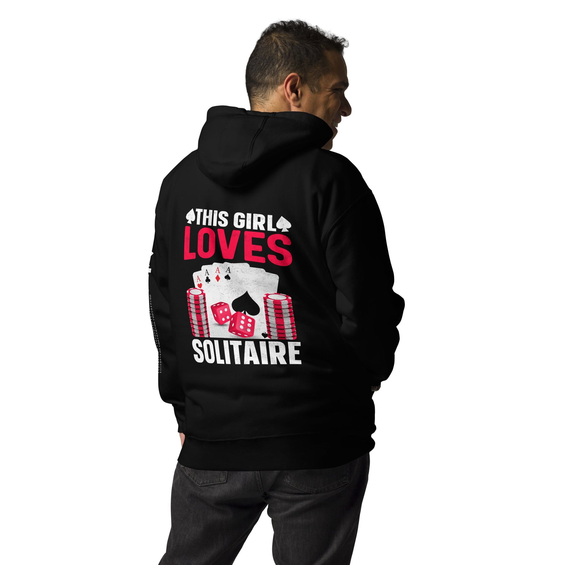 This Girl Loves Solitaire - Unisex Hoodie ( Back Print ) by DarkByteGear