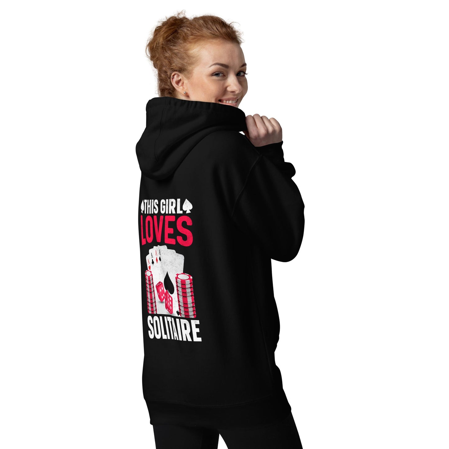 This Girl Loves Solitaire - Unisex Hoodie ( Back Print ) by DarkByteGear