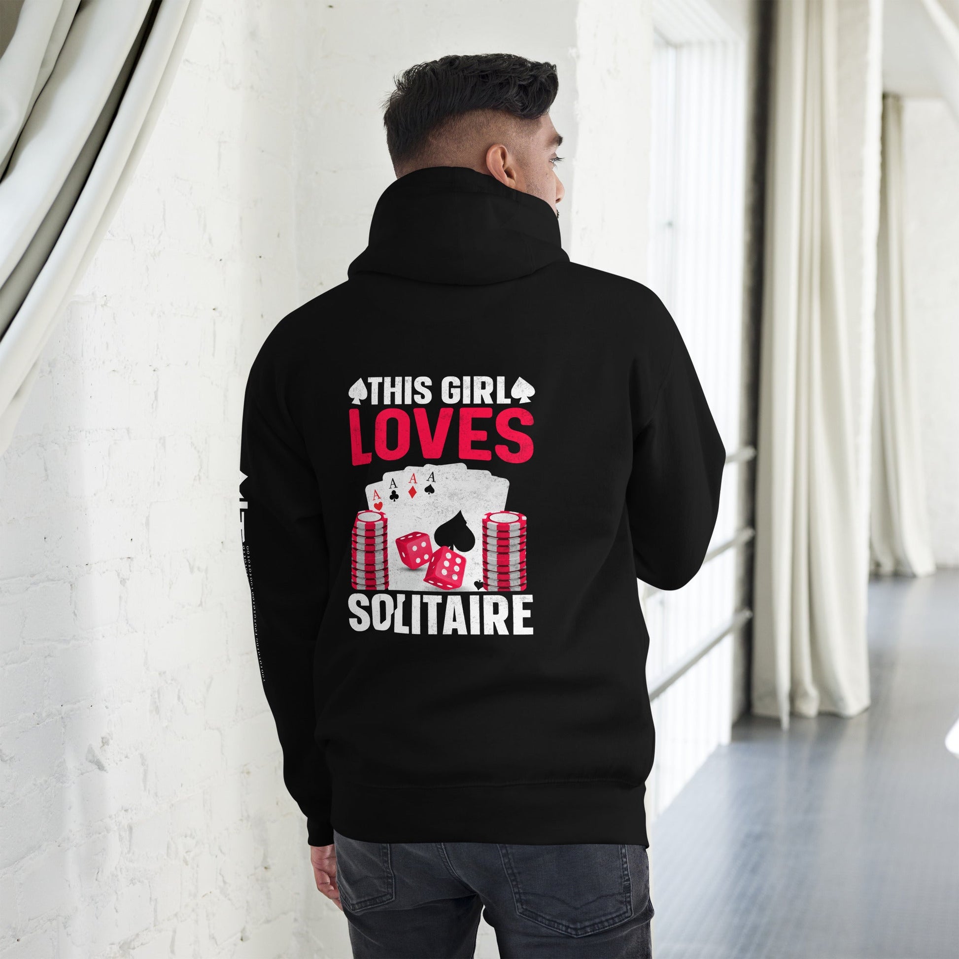 This Girl Loves Solitaire - Unisex Hoodie ( Back Print ) by DarkByteGear
