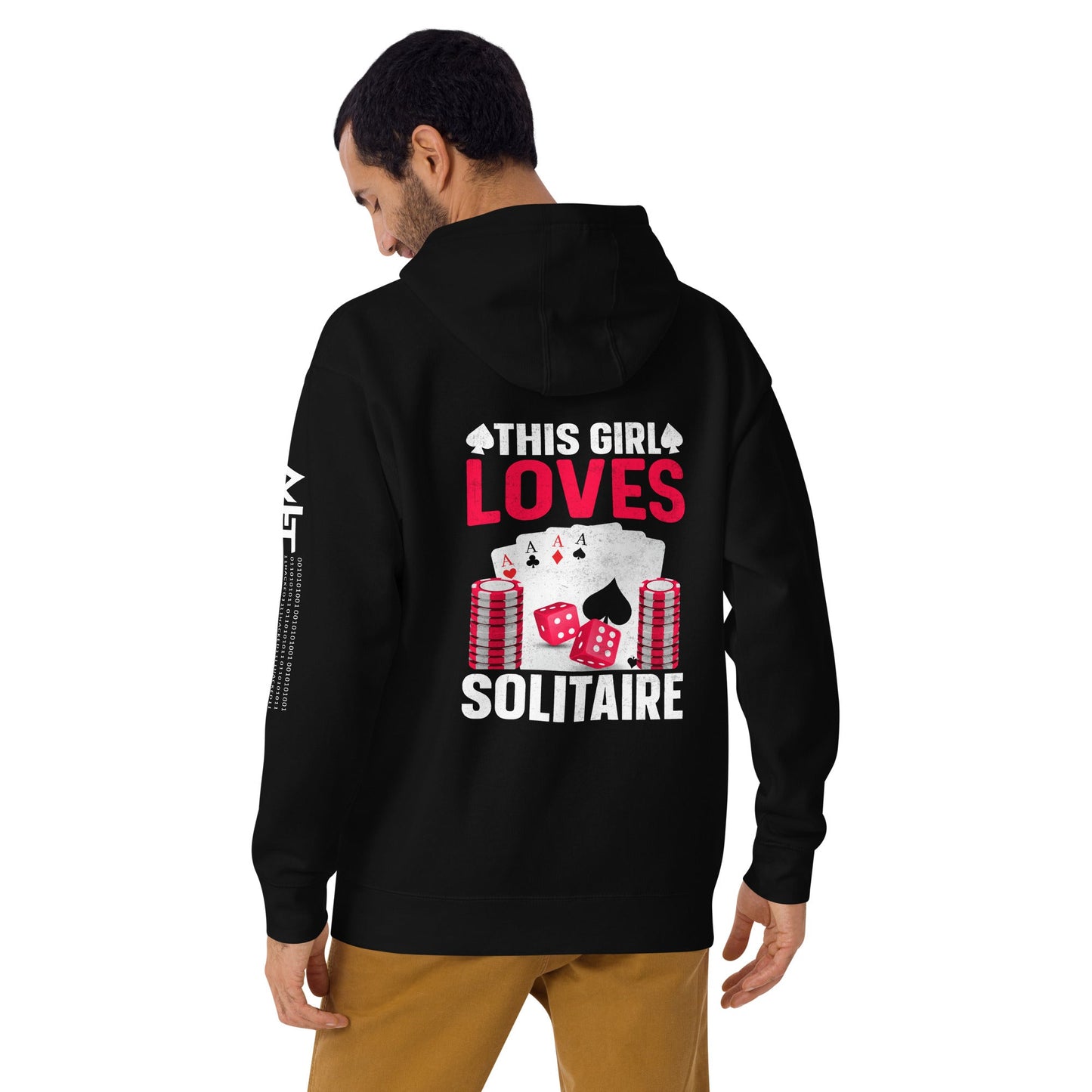 This Girl Loves Solitaire - Unisex Hoodie ( Back Print ) by DarkByteGear
