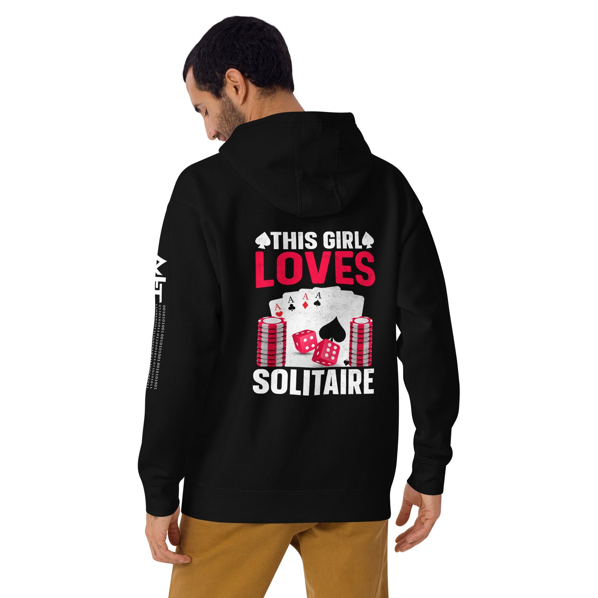 This Girl Loves Solitaire - Unisex Hoodie ( Back Print ) by DarkByteGear
