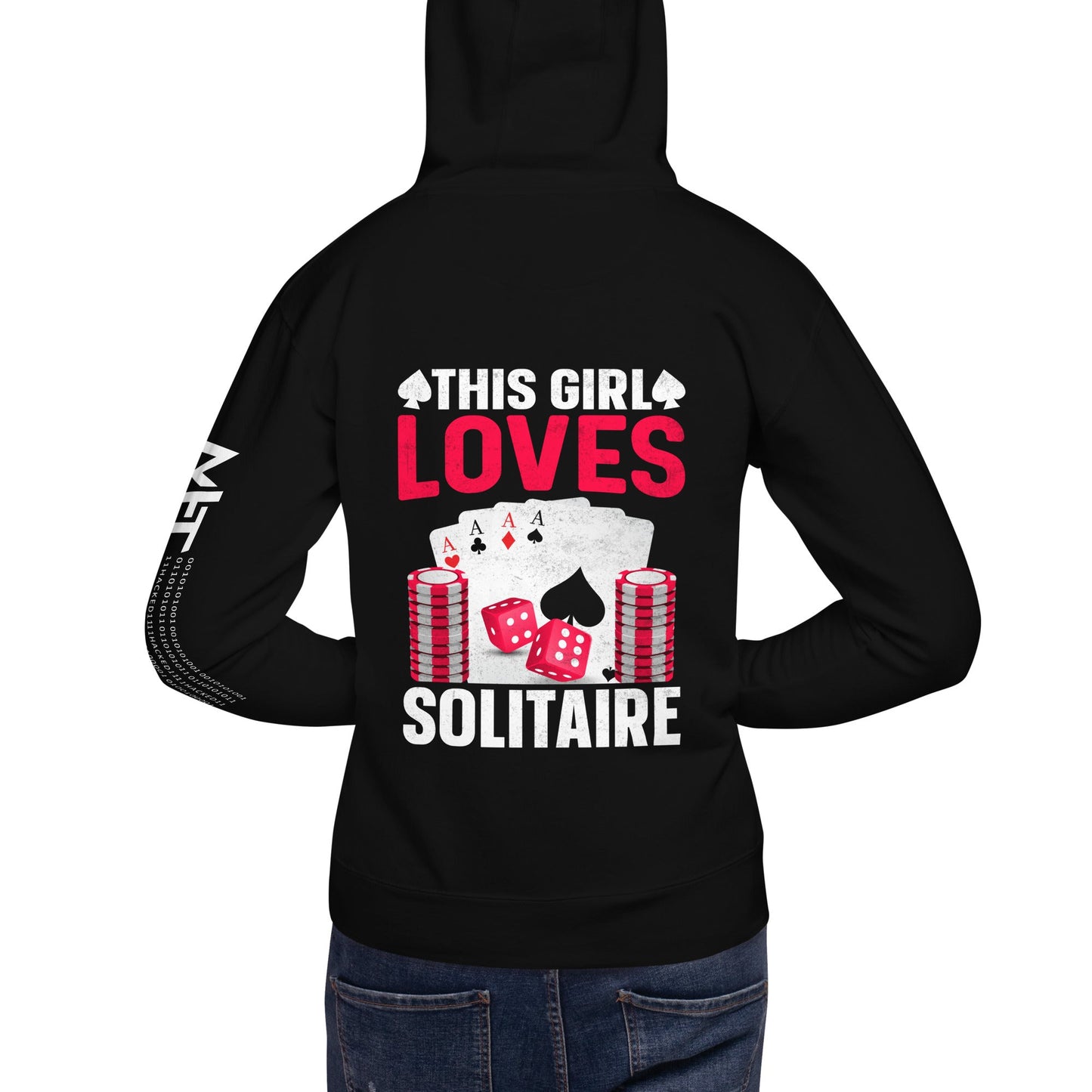 This Girl Loves Solitaire - Unisex Hoodie ( Back Print ) by DarkByteGear