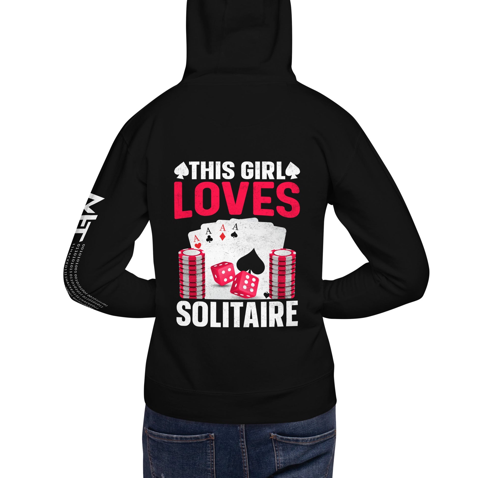 This Girl Loves Solitaire - Unisex Hoodie ( Back Print ) by DarkByteGear