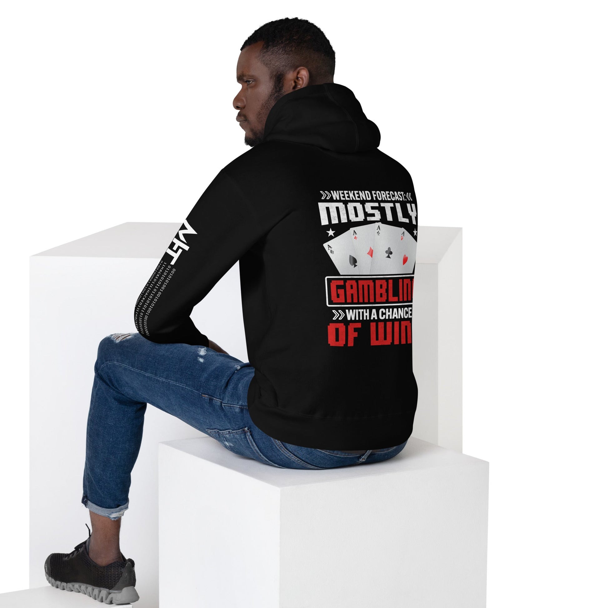 Weekend Forecast Mostly Gambling With a Chance of Wine - Unisex Hoodie ( Back Print ) by DarkByteGear