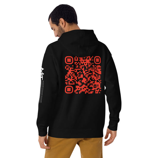 Who's the New Kid, Hacker, Developer, Gamer, Crypto King (RED) - Unisex Hoodie Personalized QR Code by DarkByteGear