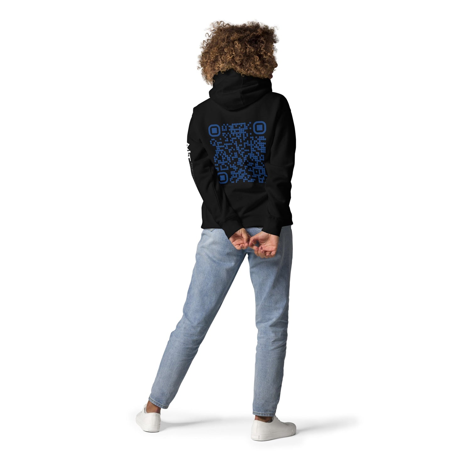 Who's the New Kid, Hacker, Developer, Gamer, Crypto King (Blue Cyber) - Unisex Hoodie Personalized QR Code by DarkByteGear