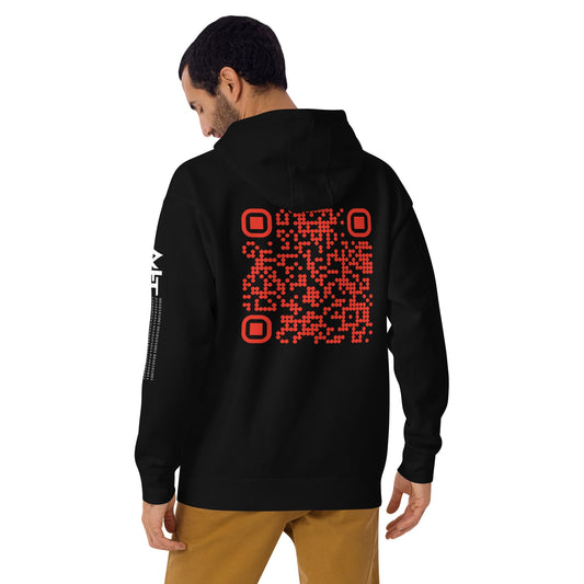 Who's the New Kid, Hacker, Developer, Gamer, Crypto King (Red Cyber) - Unisex Hoodie Personalized QR Code by DarkByteGear