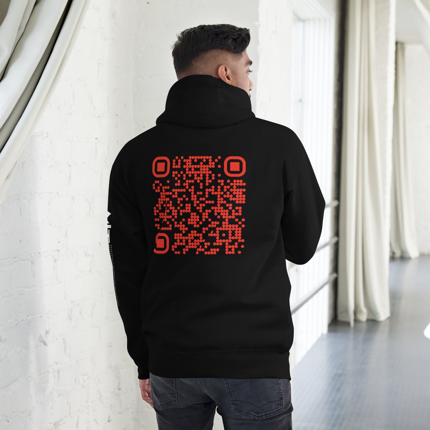 Who's the New Kid, Hacker, Developer, Gamer, Crypto King (Red Cyber) - Unisex Hoodie Personalized QR Code by DarkByteGear