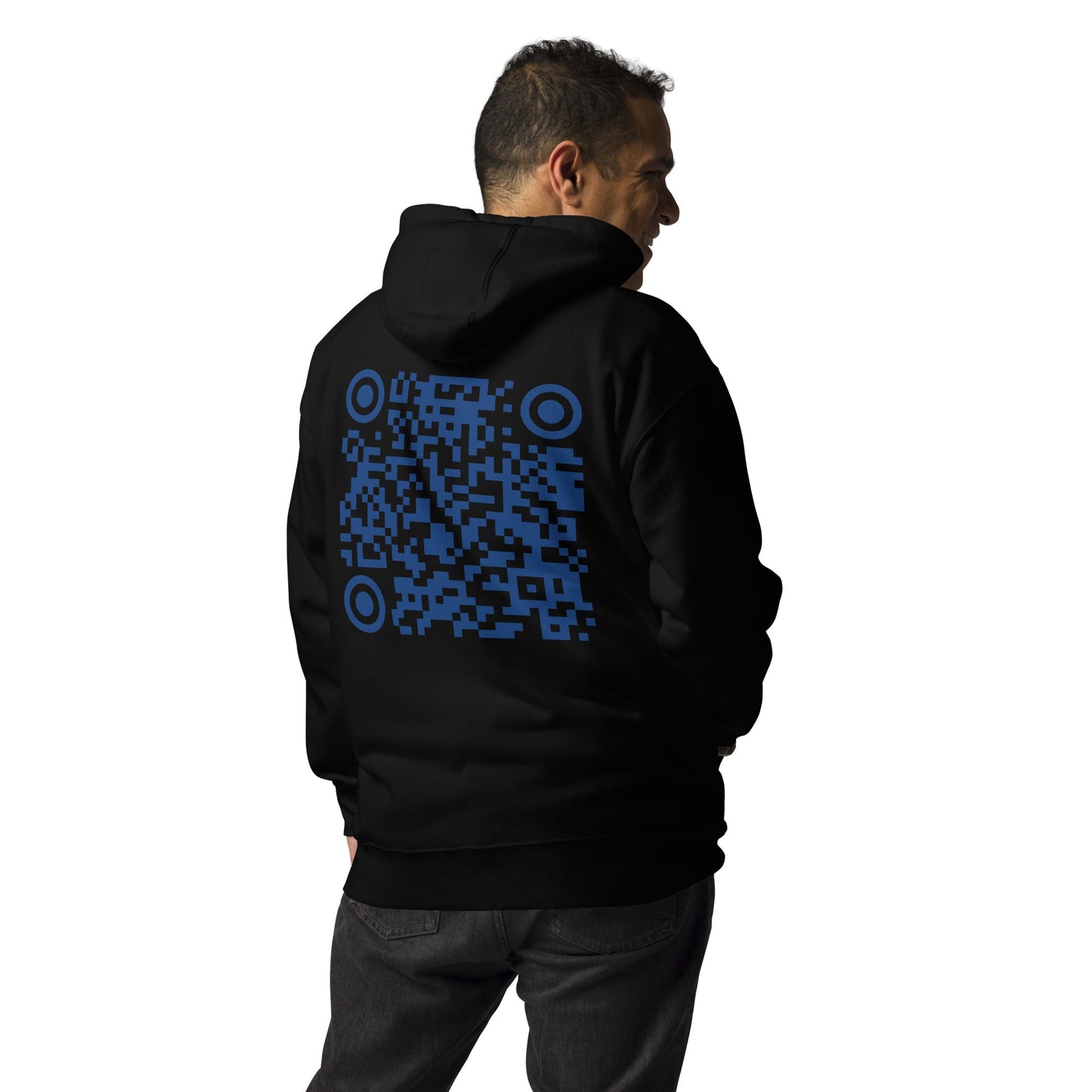 Who's the New Kid, Hacker, Developer, Gamer, Crypto King V1 (No Logo) - Unisex Hoodie Personalized QR Code by DarkByteGear
