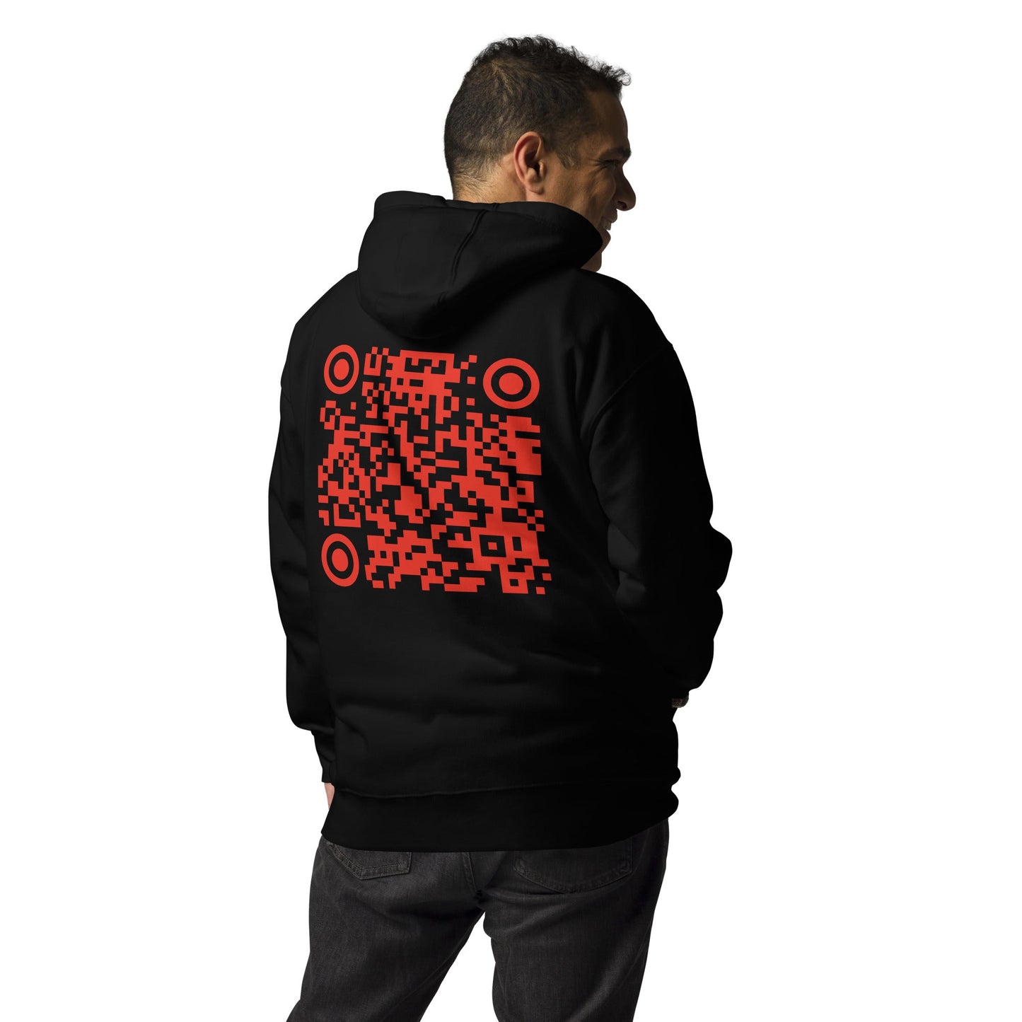 Who's the New Kid, Hacker, Developer, Gamer, Crypto King V1 (No Logo) - Unisex Hoodie Personalized QR Code by DarkByteGear