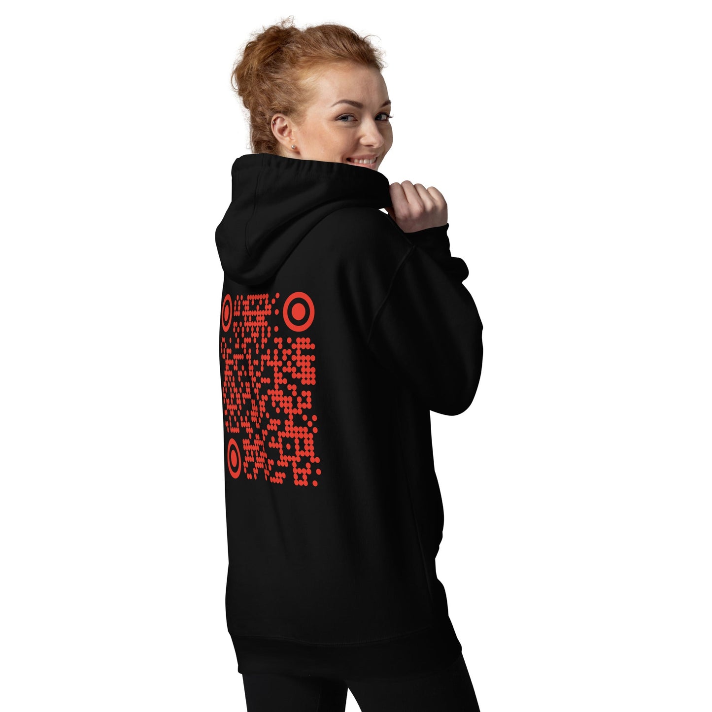 Who's the New Kid, Hacker, Developer, Gamer, Crypto King V1 (Red Cyber) - Unisex Hoodie Personalized QR Code by DarkByteGear