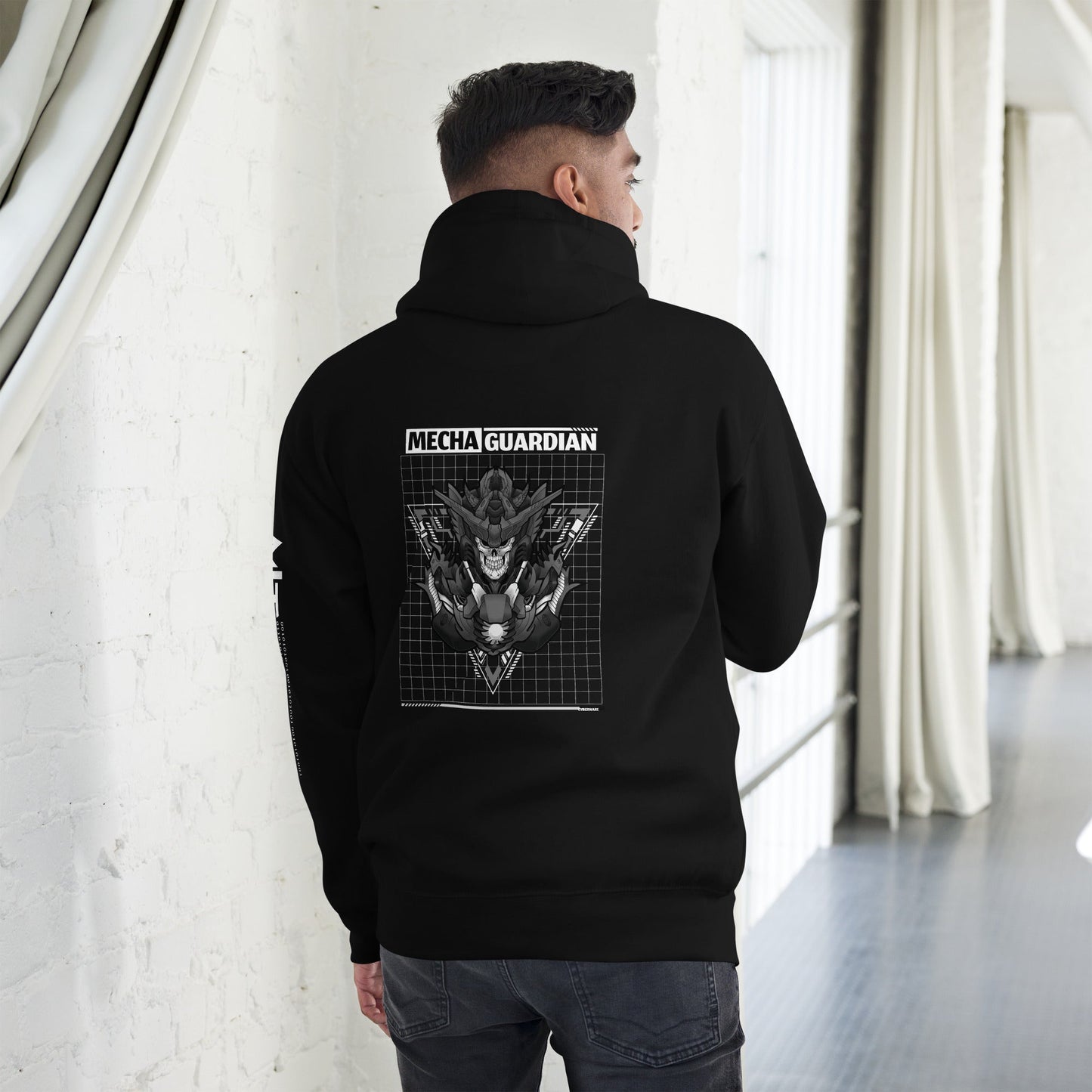 Mecha Guardian - Unisex Hoodie ( Back Print ) by DarkByteGear