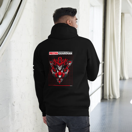 Red Mecha Guardian - Unisex Hoodie ( Back Print ) by DarkByteGear