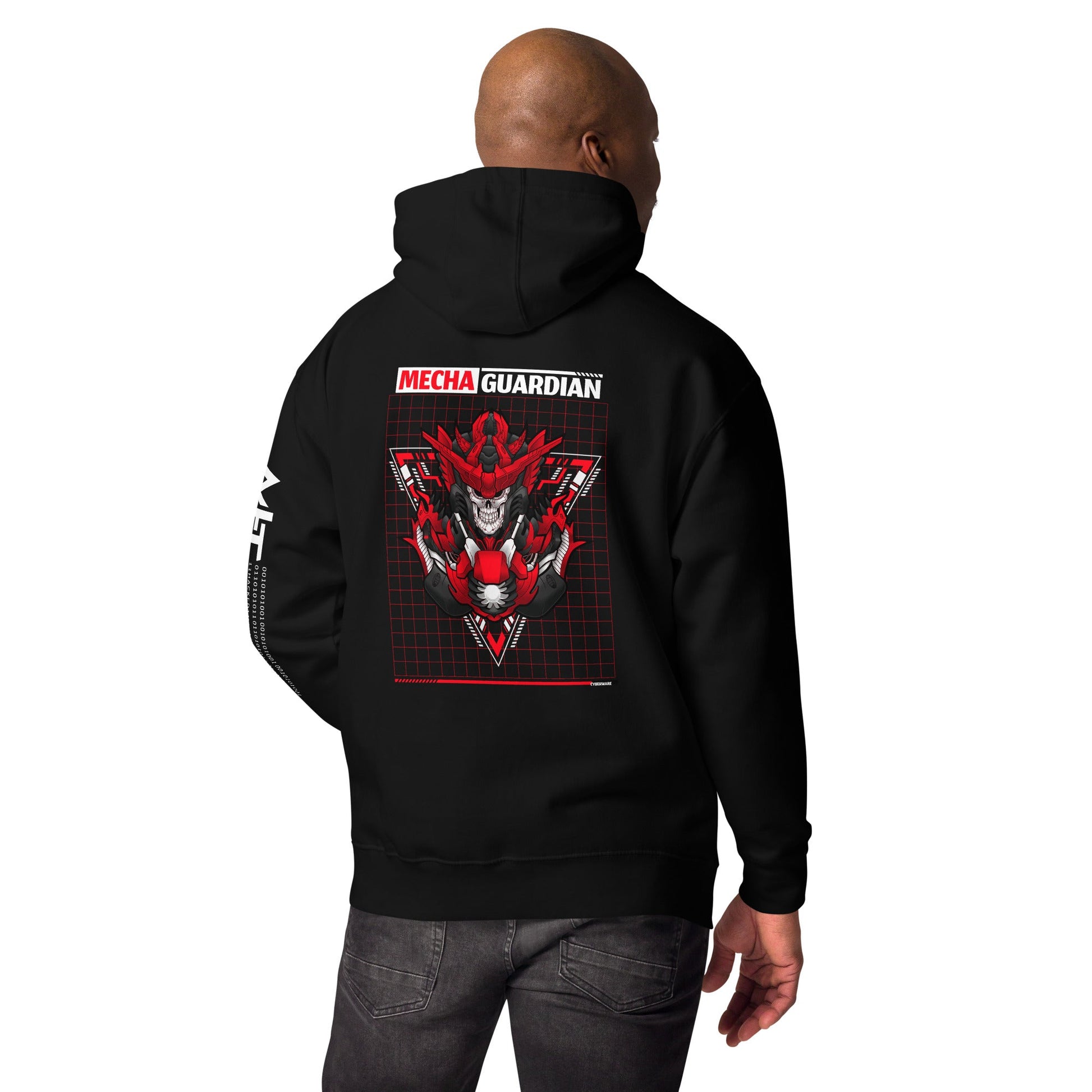 Red Mecha Guardian - Unisex Hoodie ( Back Print ) by DarkByteGear