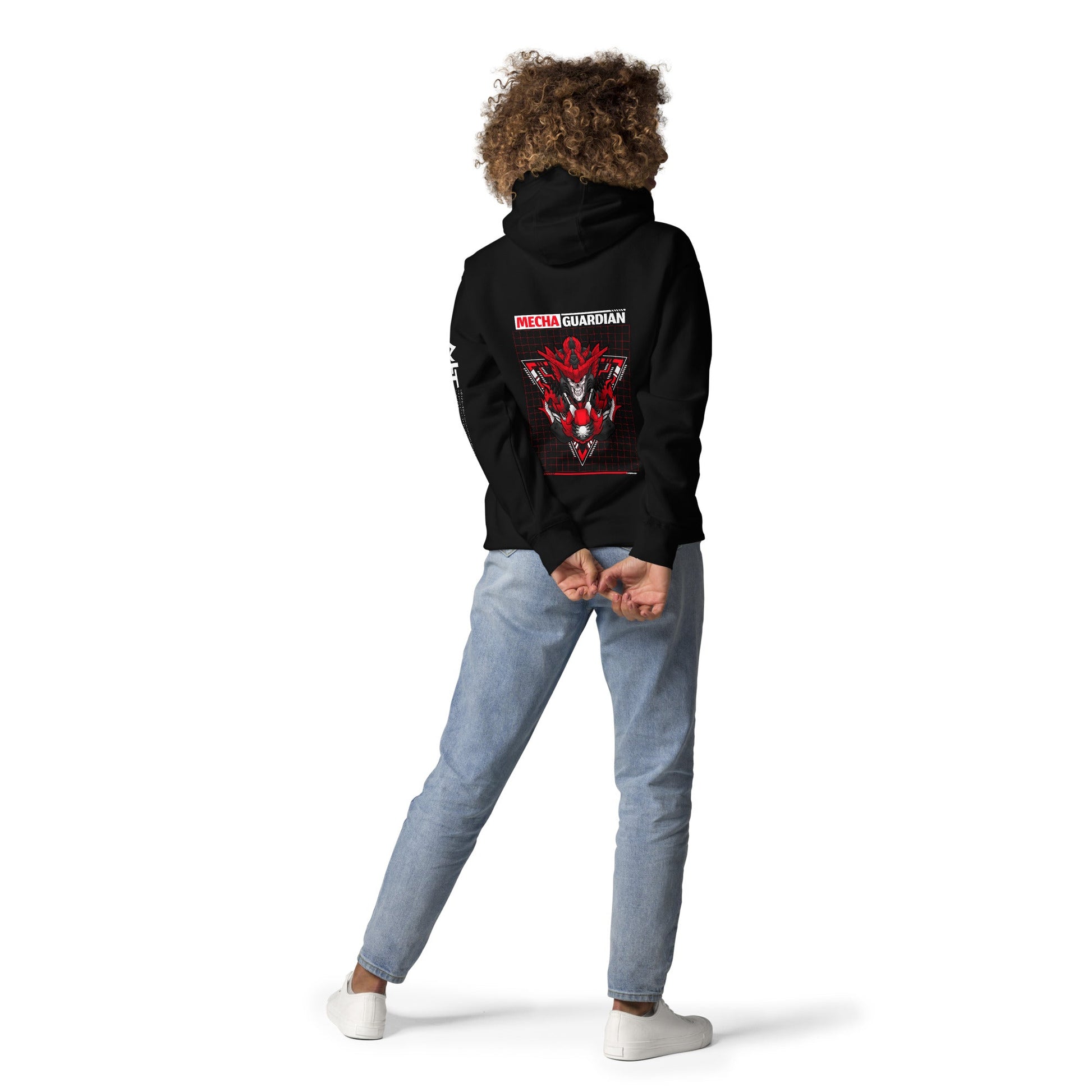 Red Mecha Guardian - Unisex Hoodie ( Back Print ) by DarkByteGear