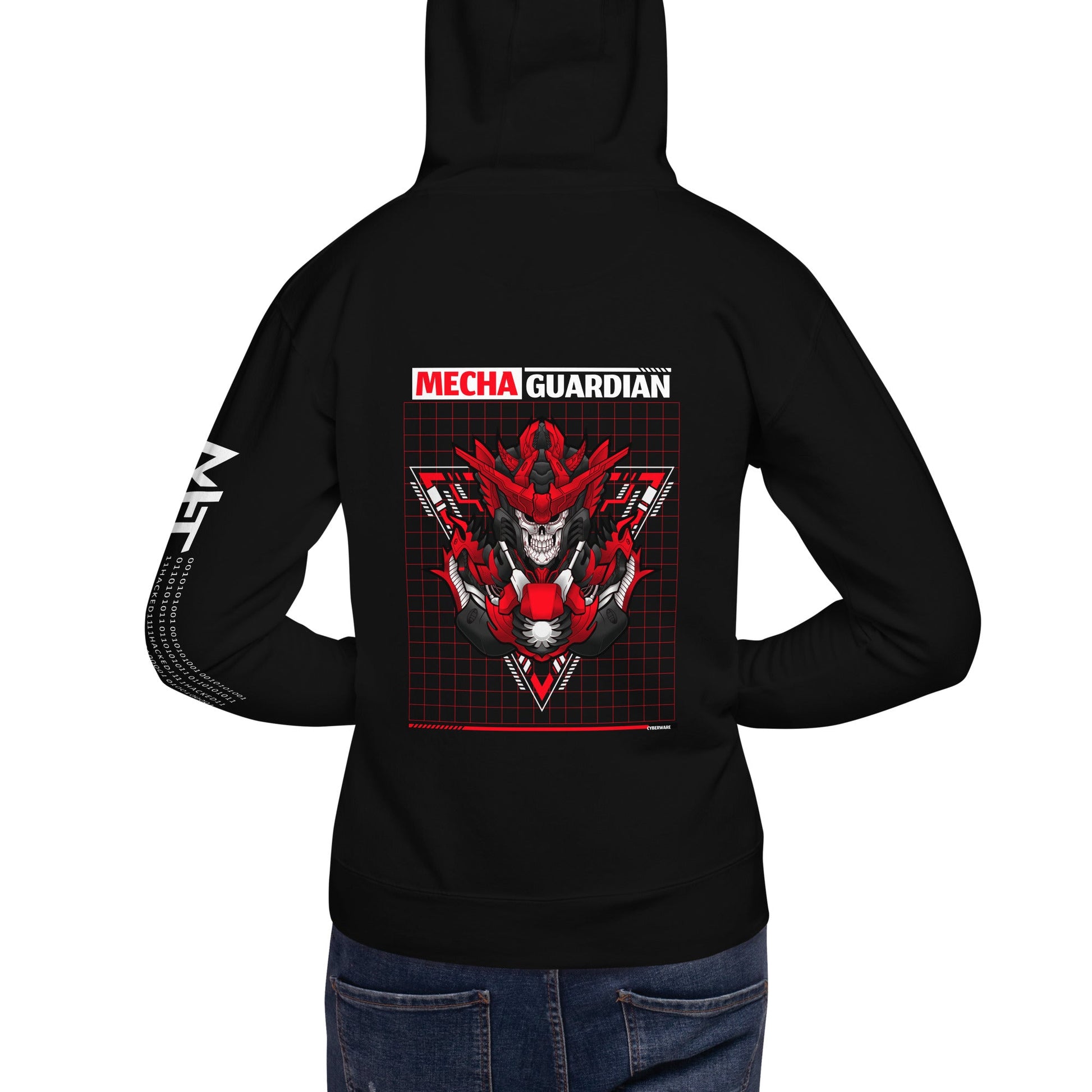 Red Mecha Guardian - Unisex Hoodie ( Back Print ) by DarkByteGear