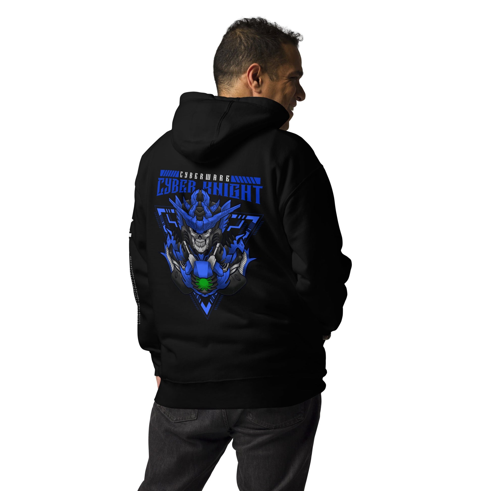 CyberWare Cyber knight - Unisex Hoodie ( Back Print ) by DarkByteGear