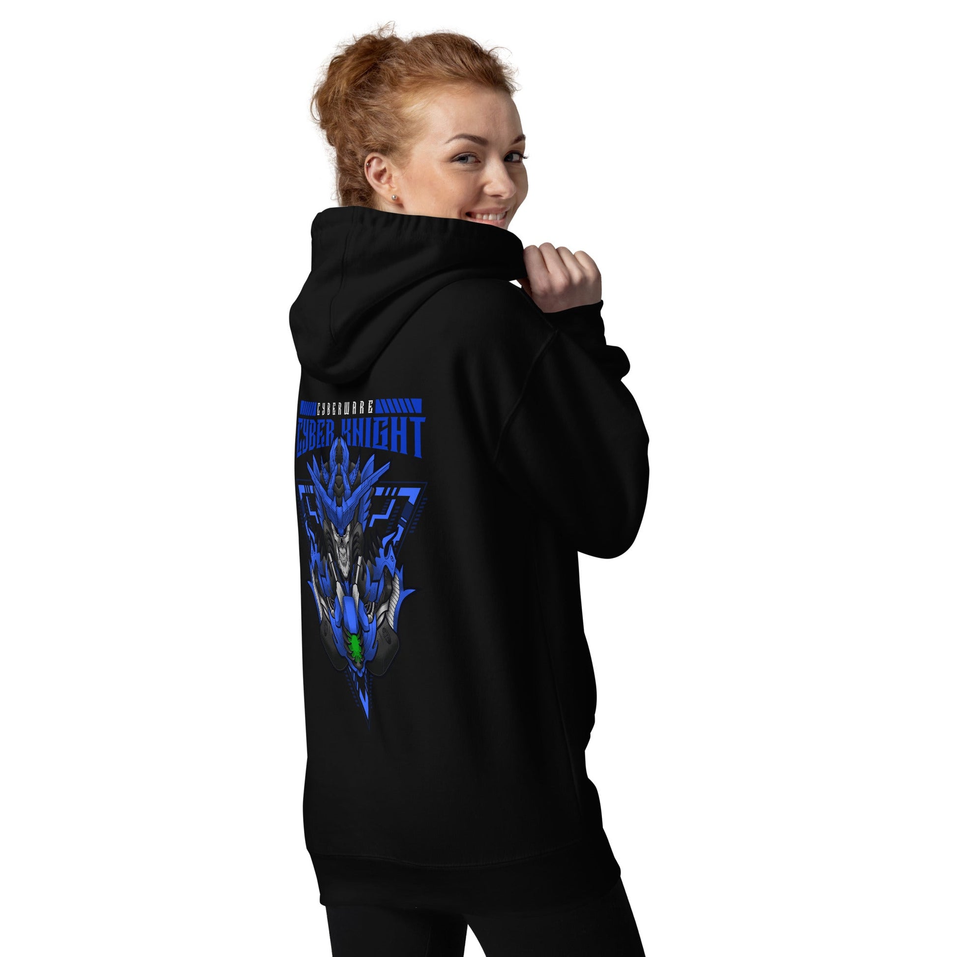 CyberWare Cyber knight - Unisex Hoodie ( Back Print ) by DarkByteGear