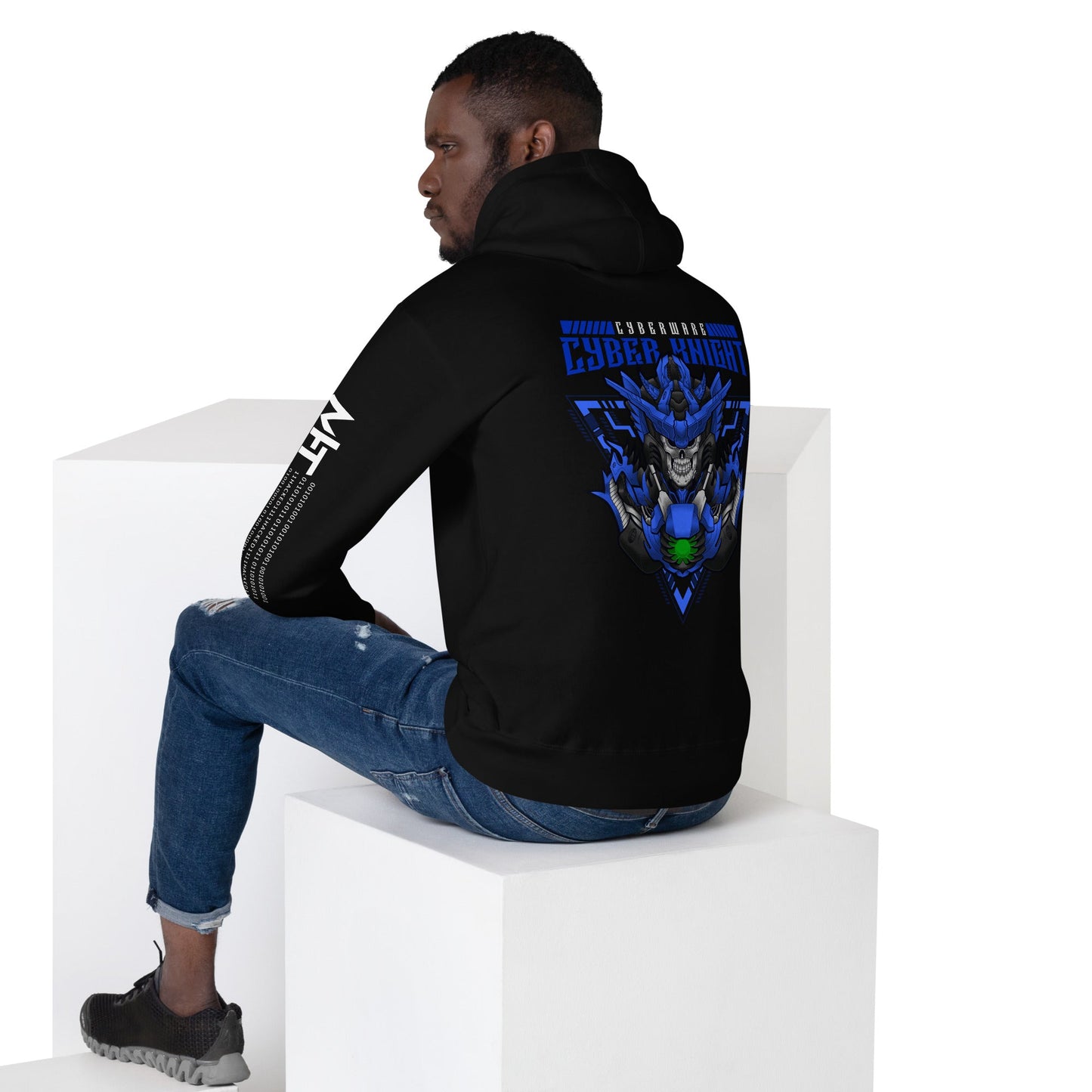 CyberWare Cyber knight - Unisex Hoodie ( Back Print ) by DarkByteGear