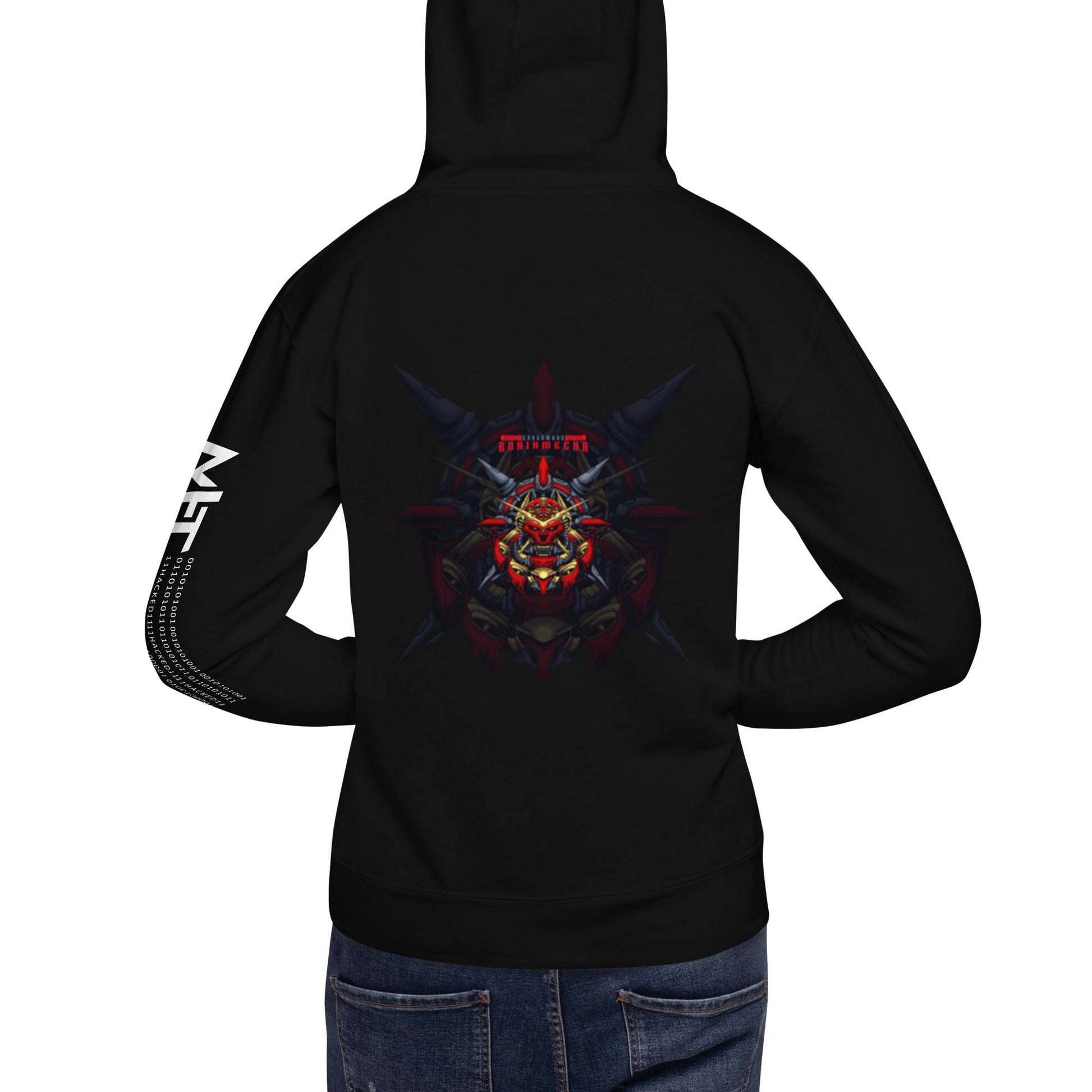 Cyberware Ronin Mecha - Unisex Hoodie ( Back Print ) by DarkByteGear