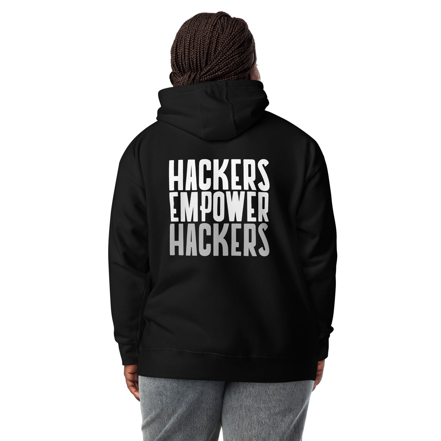 Hackers Empower Hackers - Unisex Hoodie ( Back Print ) by DarkByteGear