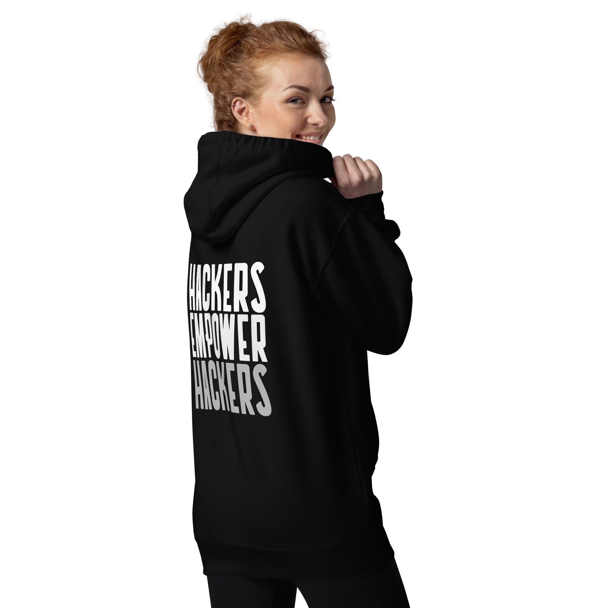 Hackers Empower Hackers - Unisex Hoodie ( Back Print ) by DarkByteGear