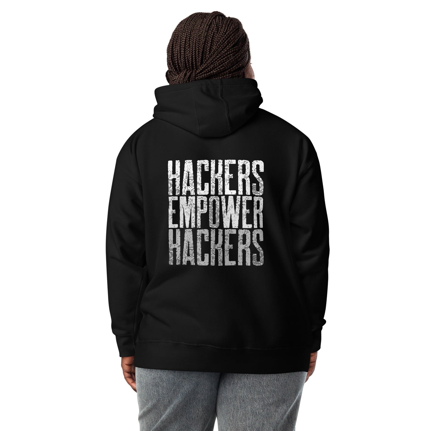 Hackers Empower Hackers V1 - Unisex Hoodie ( Back Print ) by DarkByteGear