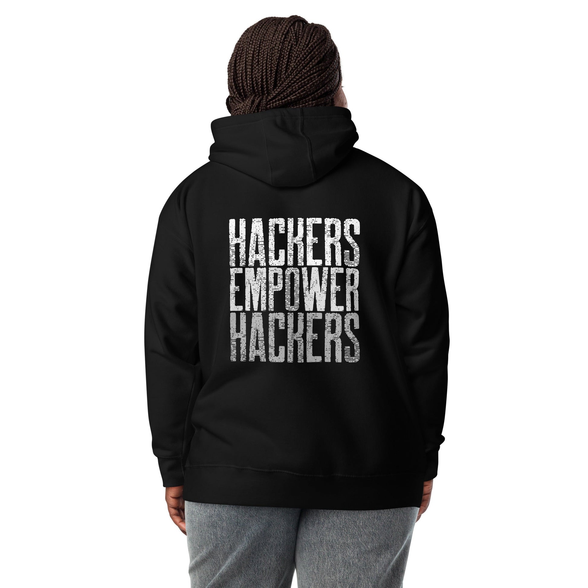 Hackers Empower Hackers V1 - Unisex Hoodie ( Back Print ) by DarkByteGear