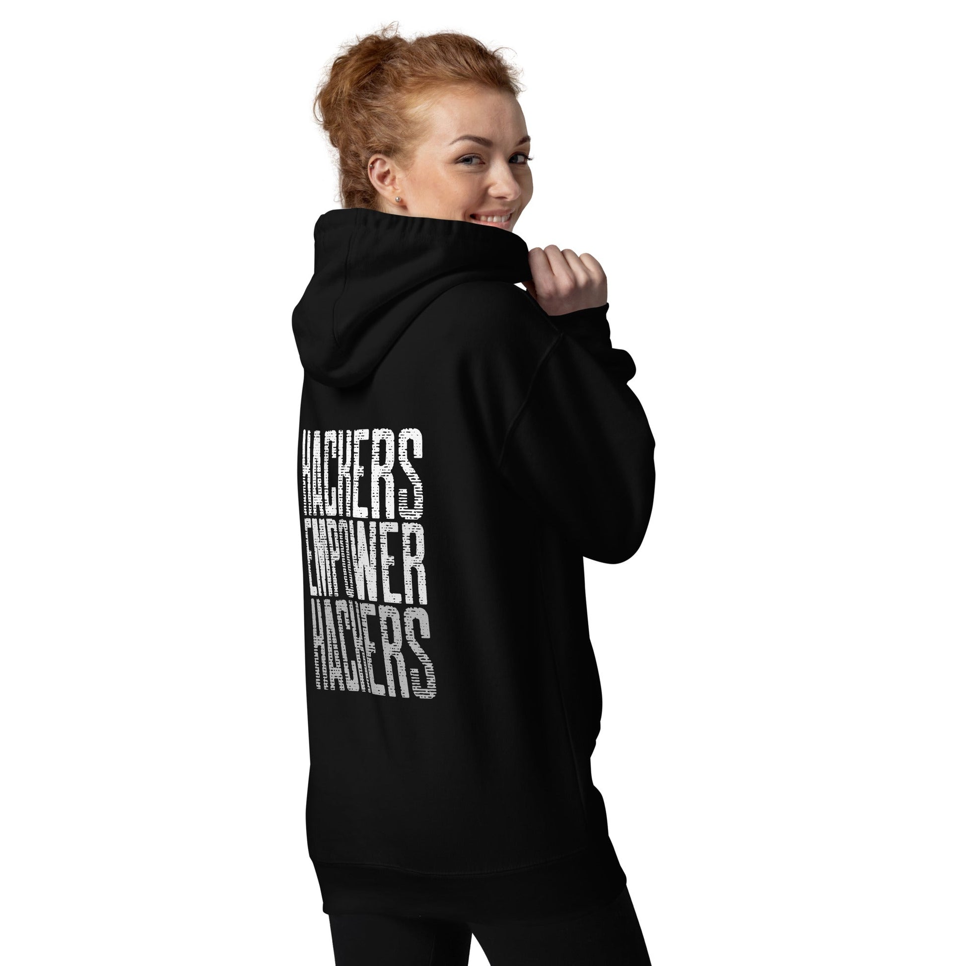 Hackers Empower Hackers V1 - Unisex Hoodie ( Back Print ) by DarkByteGear