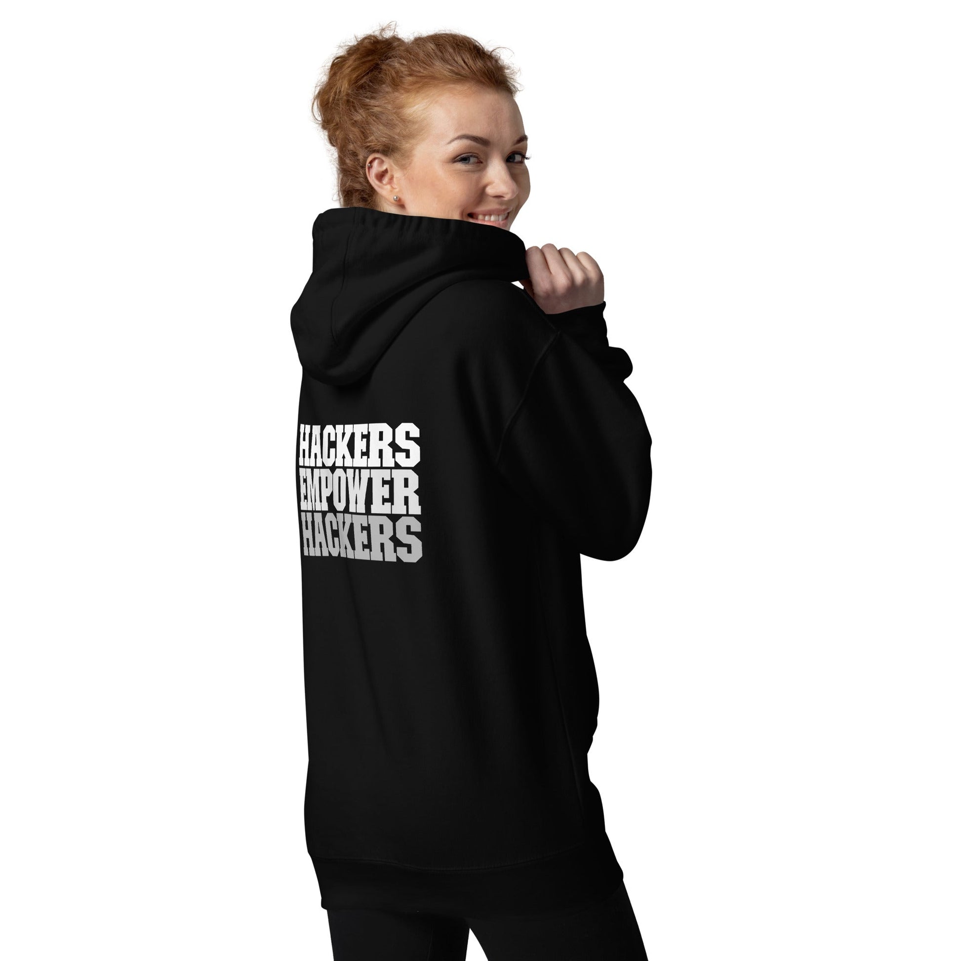 Hackers Empower Hackers V2 - Unisex Hoodie ( Back Print ) by DarkByteGear
