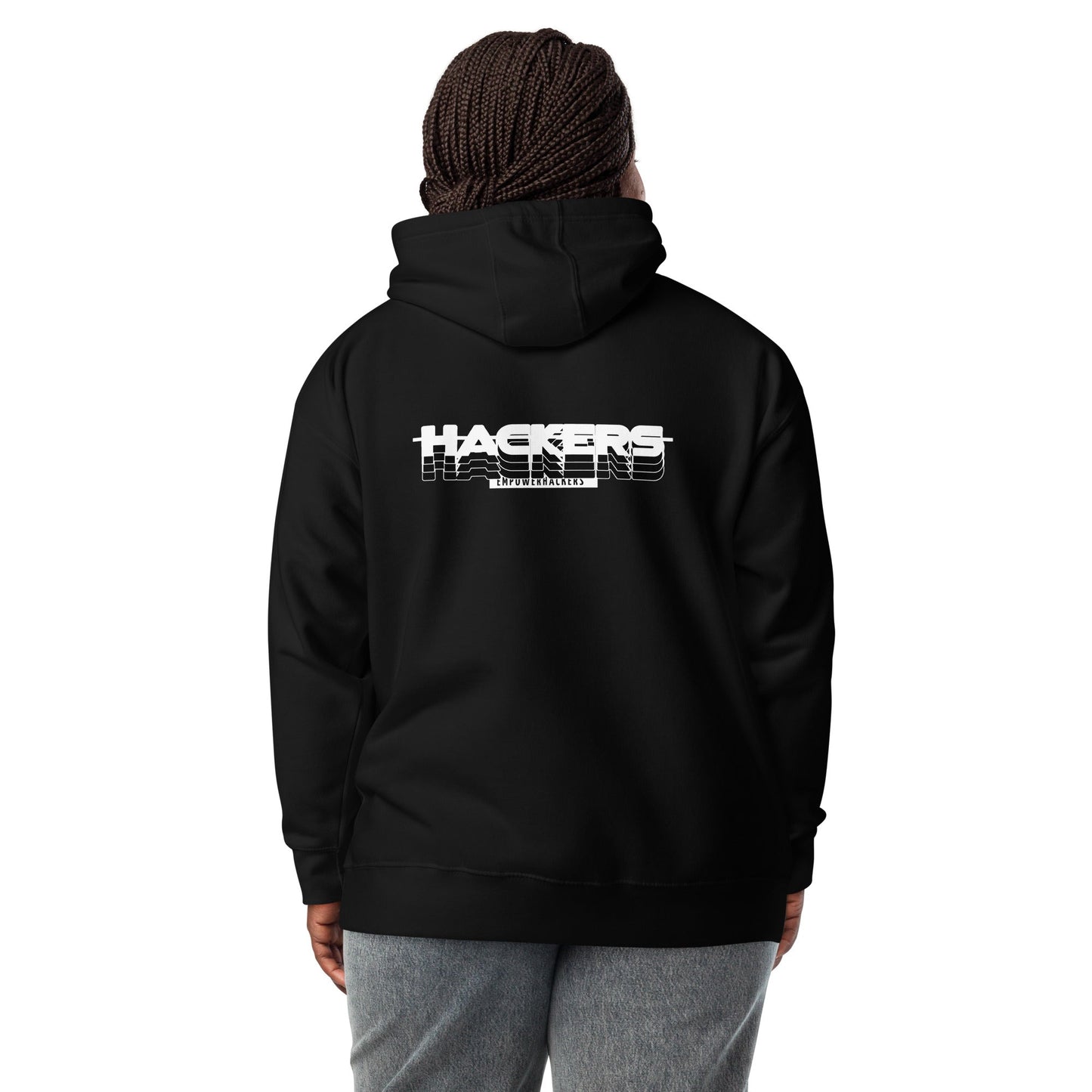 Hackers Empower Hackers V3 - Unisex Hoodie ( Back Print ) by DarkByteGear