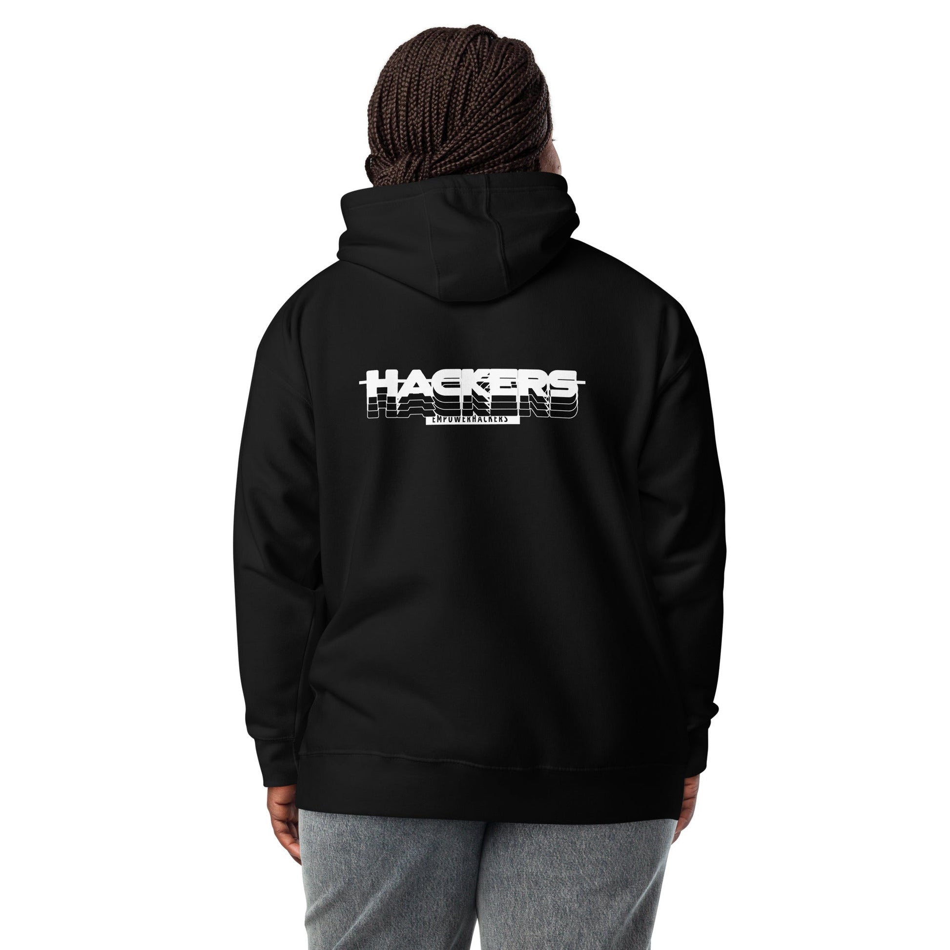 Hackers Empower Hackers V3 - Unisex Hoodie ( Back Print ) by DarkByteGear