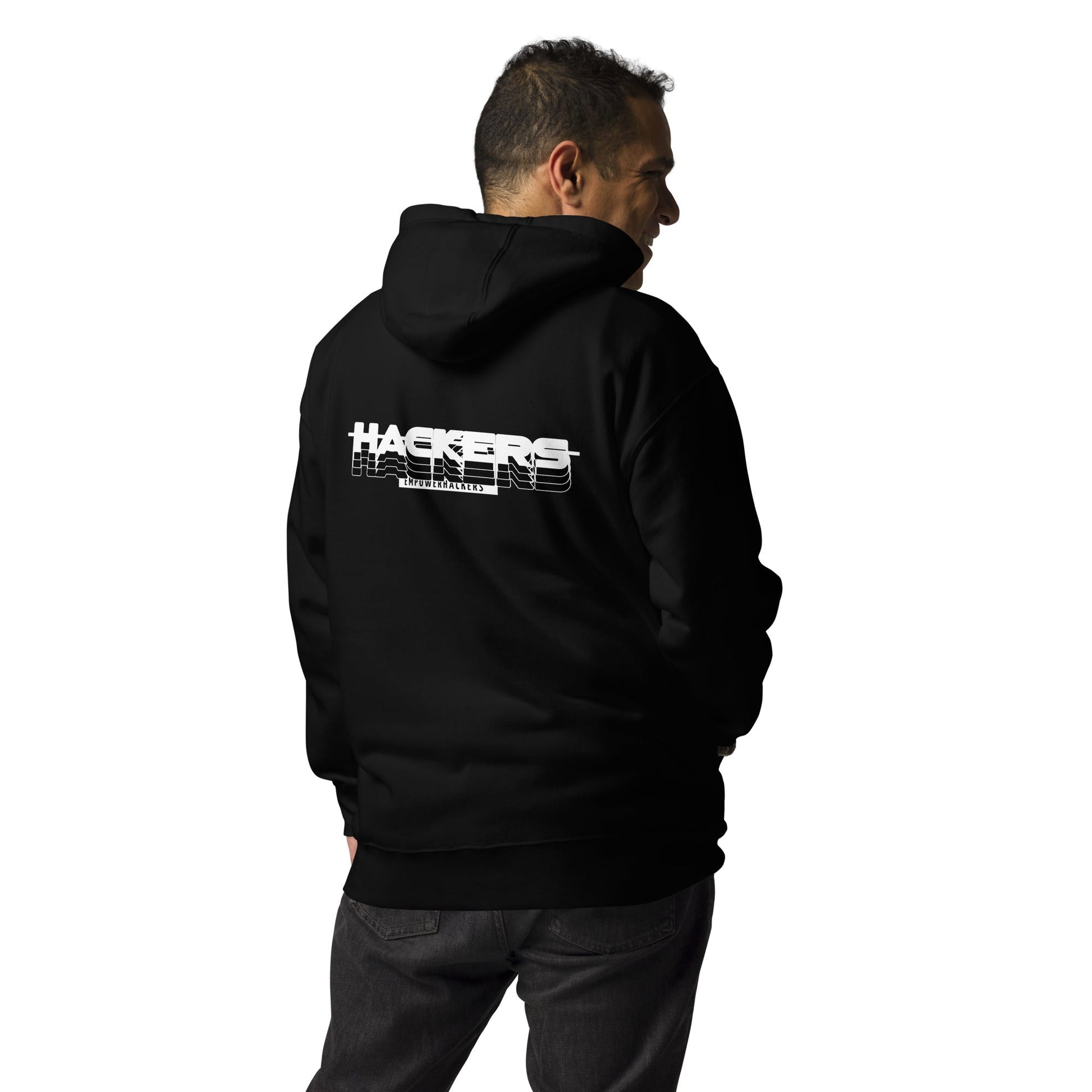 Hackers Empower Hackers V3 - Unisex Hoodie ( Back Print ) by DarkByteGear