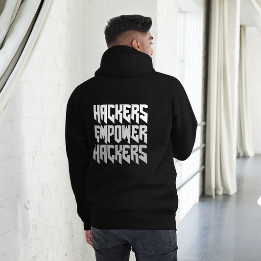Hackers Empower Hackers V4 - Unisex Hoodie ( Back Print ) by DarkByteGear