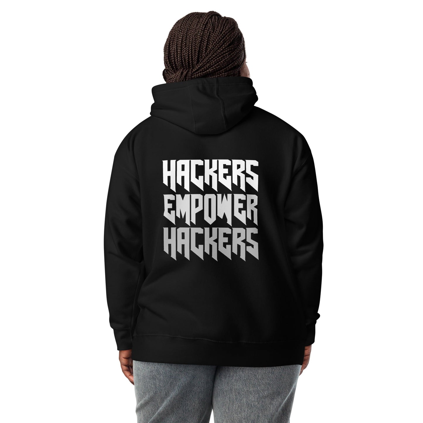 Hackers Empower Hackers V4 - Unisex Hoodie ( Back Print ) by DarkByteGear