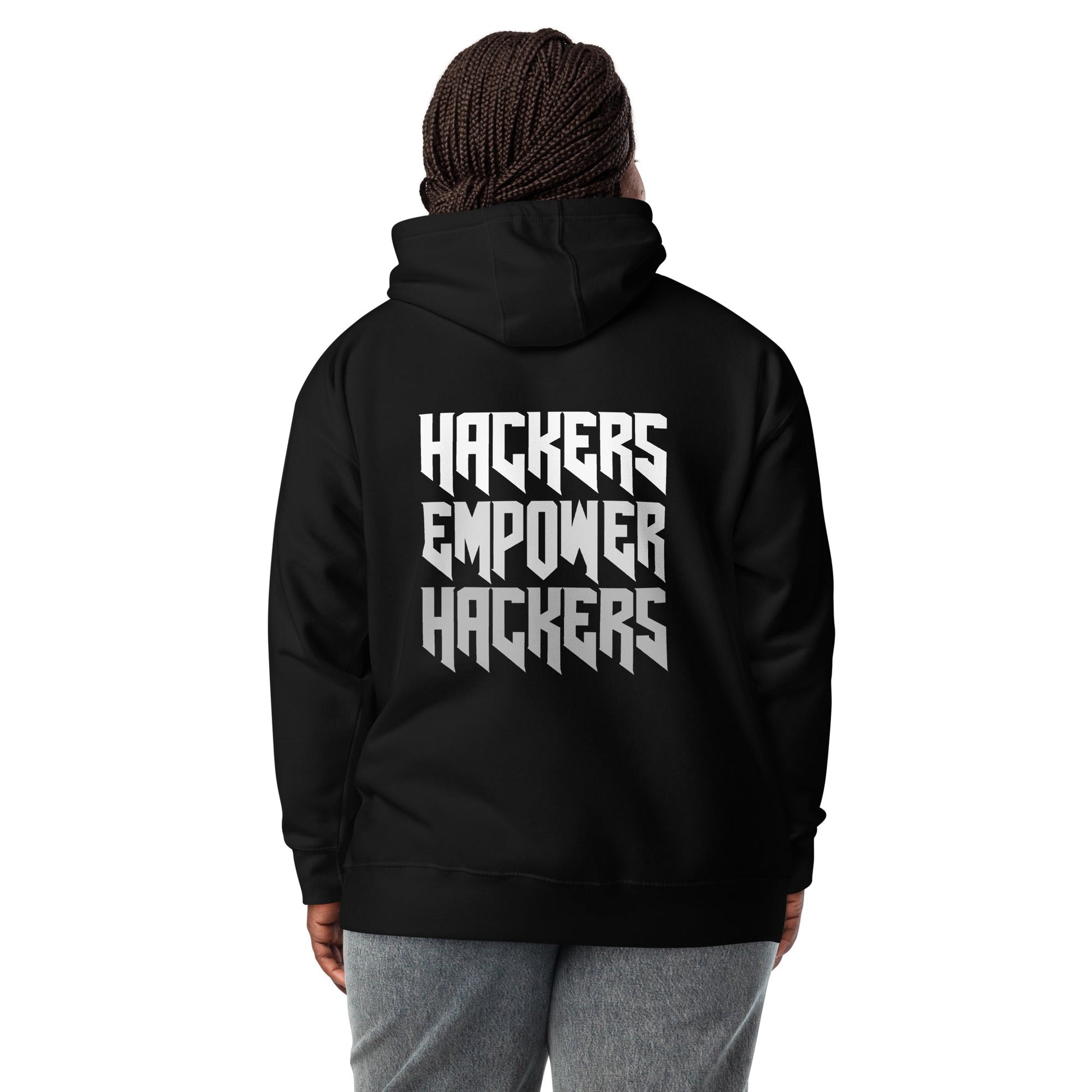 Hackers Empower Hackers V4 - Unisex Hoodie ( Back Print ) by DarkByteGear