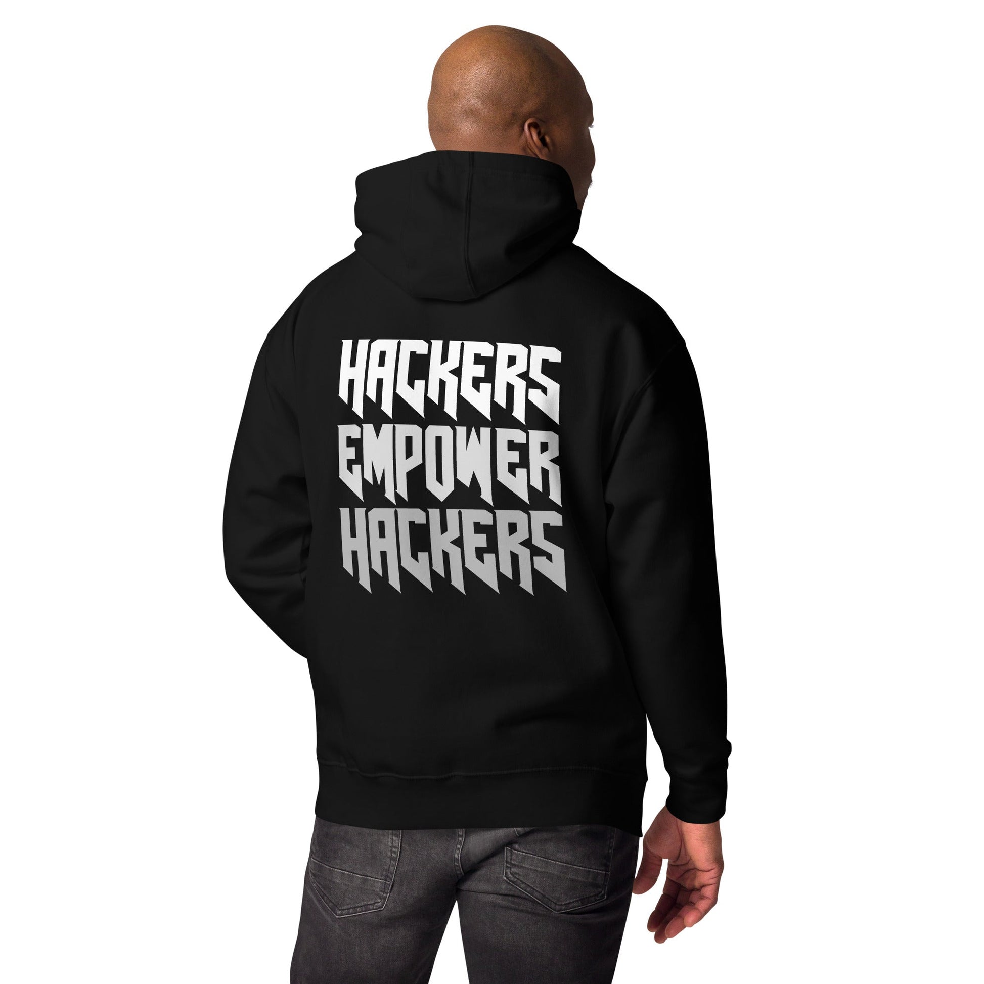 Hackers Empower Hackers V4 - Unisex Hoodie ( Back Print ) by DarkByteGear