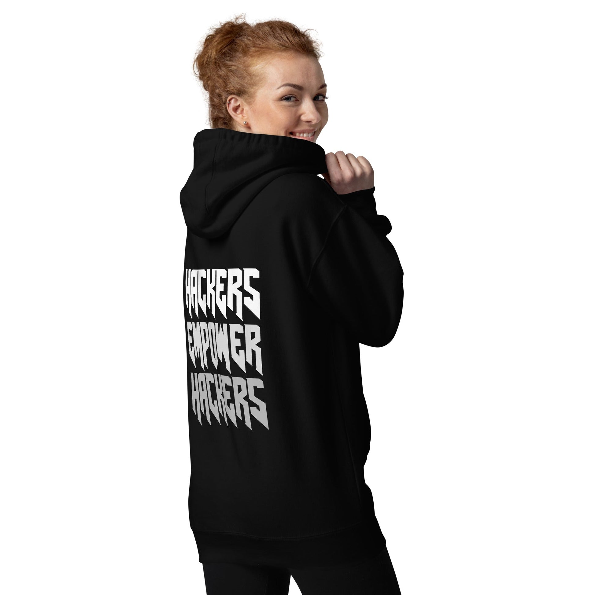 Hackers Empower Hackers V4 - Unisex Hoodie ( Back Print ) by DarkByteGear